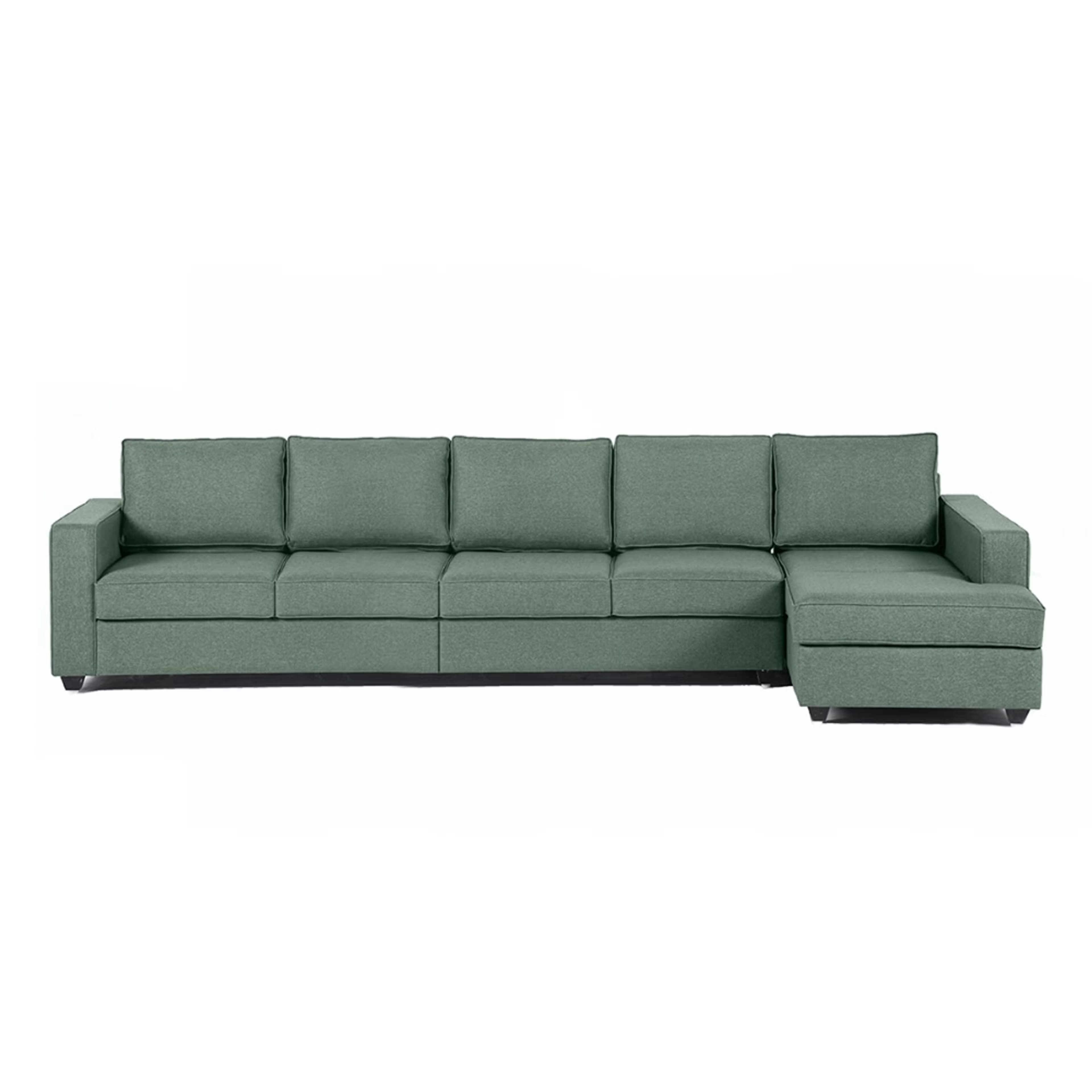 Wakefit Napper L Shape Sofa Set (4 Seater + Right Aligned Chaise) Sectional, Without Storage, 4 + Right Aligned Chaise, Omega Green