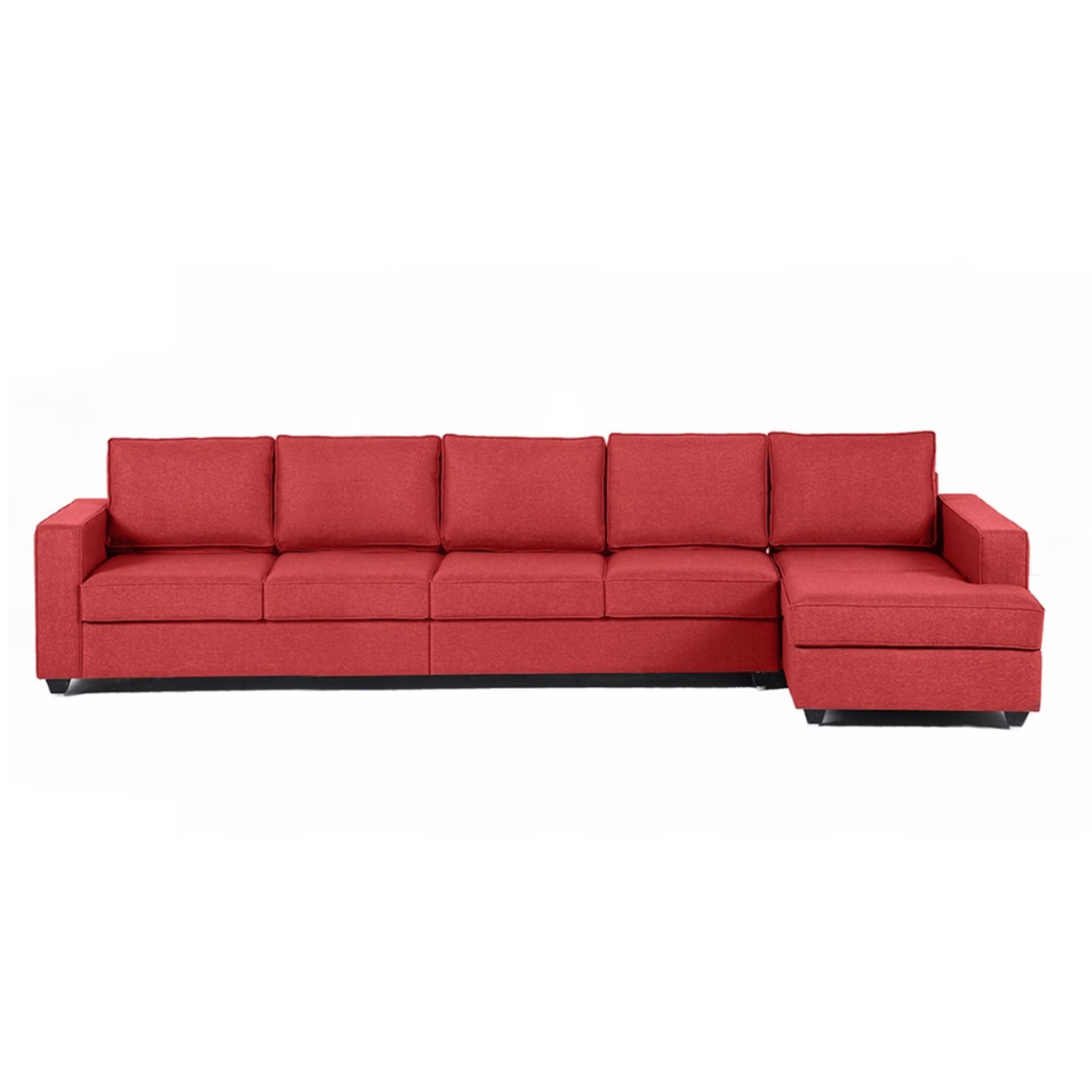 Home 38 Wakefit Napper L Shape Sofa Set (4 Seater + Right Aligned Chaise) Sectional, Without Storage, 4 + Right Aligned Chaise, Omega Red