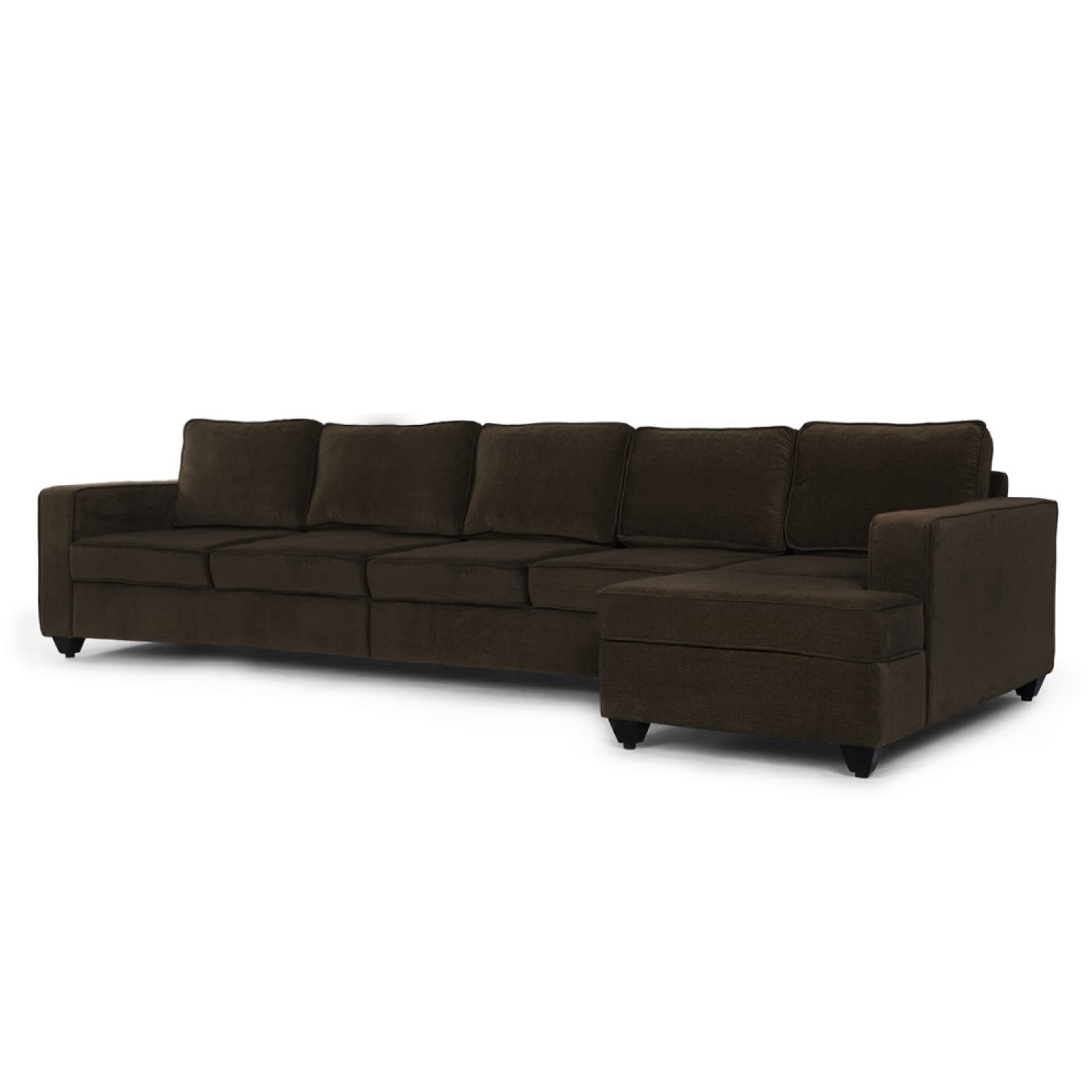 Wakefit Napper L Shape Sofa Set (4 Seater + Right Aligned Chaise) Sectional, Without Storage, 4 + Right Aligned Chaise, Dark Earth