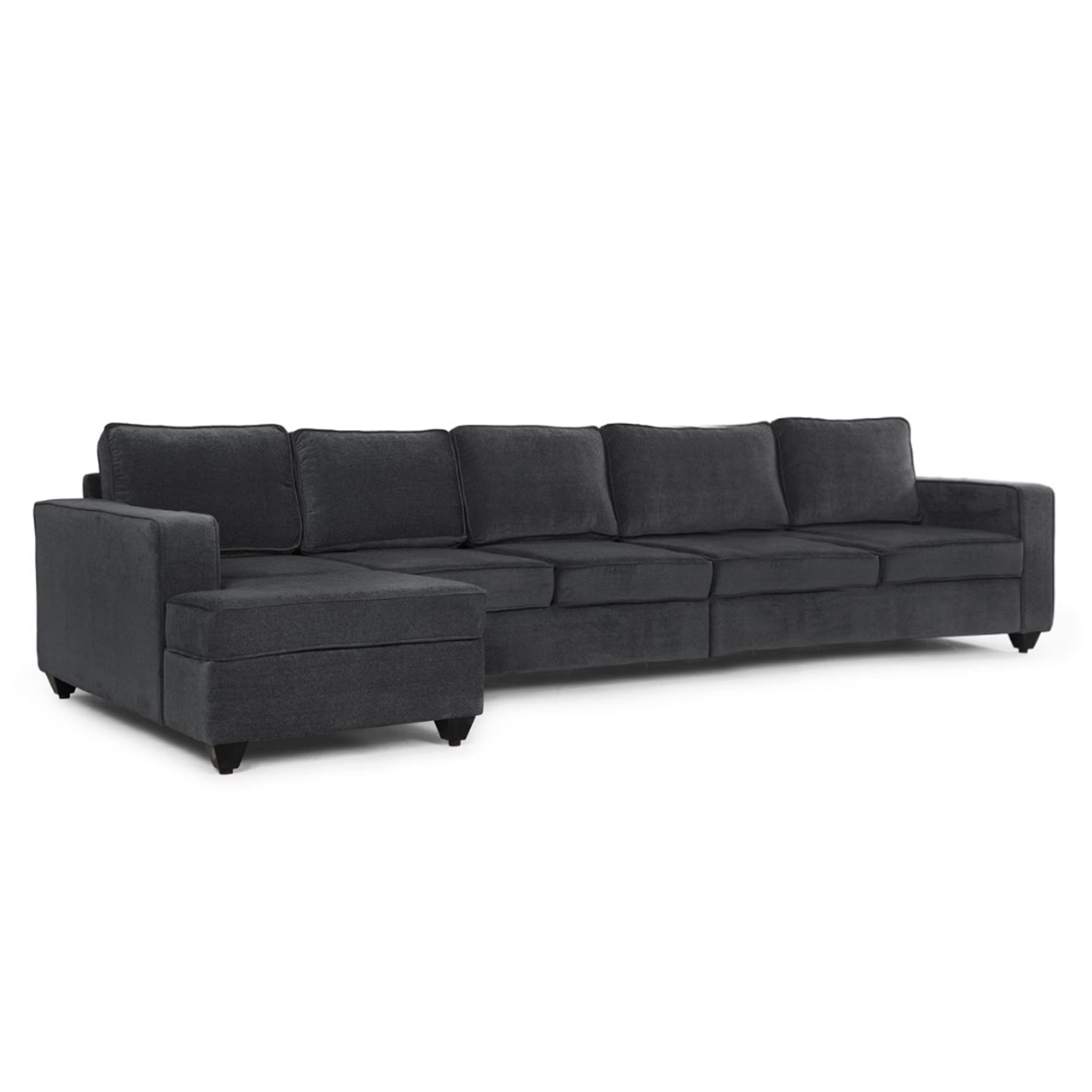 Wakefit Napper L Shape Sofa Set (4 Seater + Right Aligned Chaise) Sectional, Without Storage, 4 + Right Aligned Chaise, Smoke Grey