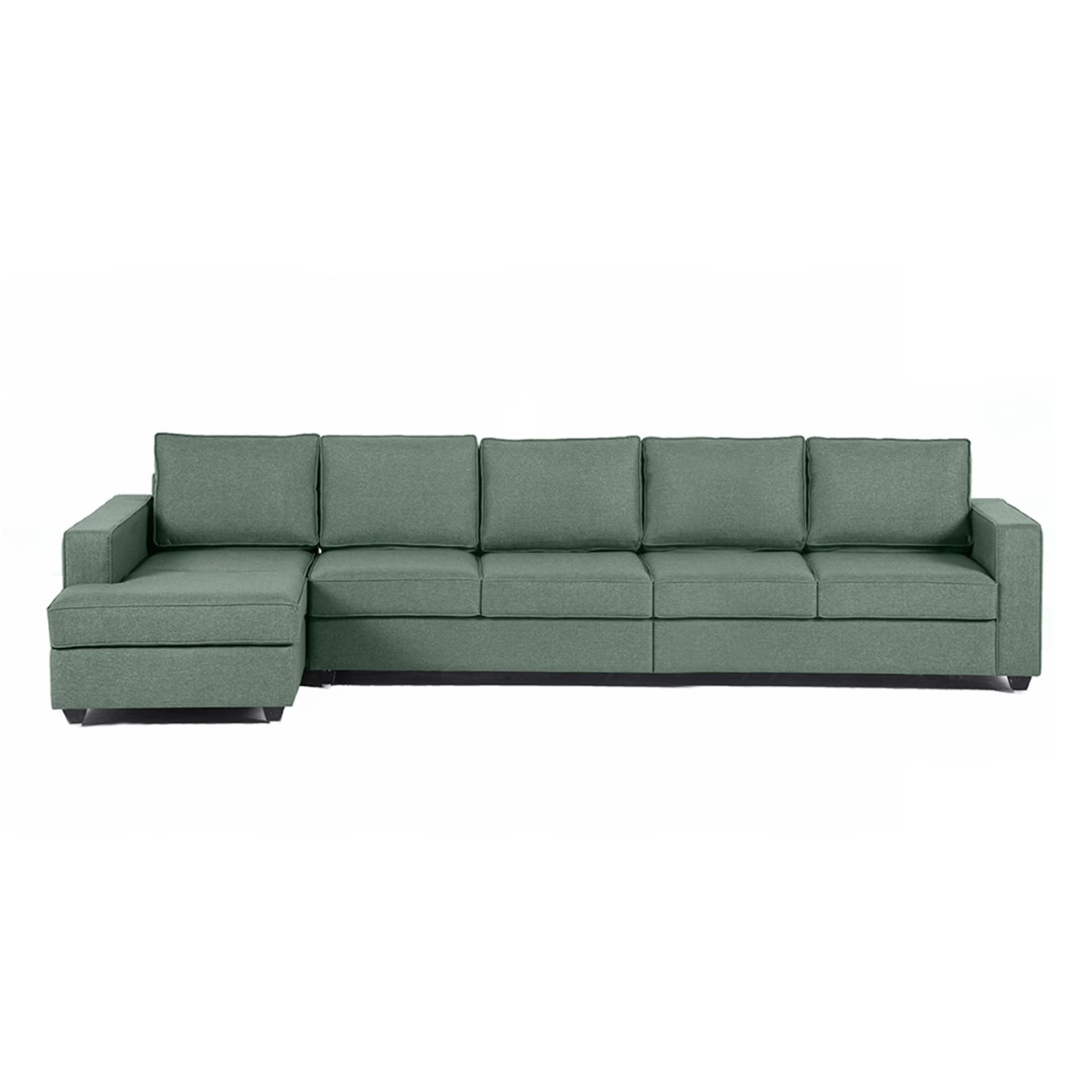 Wakefit Napper L Shape Sofa Set (4 Seater + Left Aligned Chaise) Sectional, Without Storage, 4 + Left Aligned Chaise, Omega Green