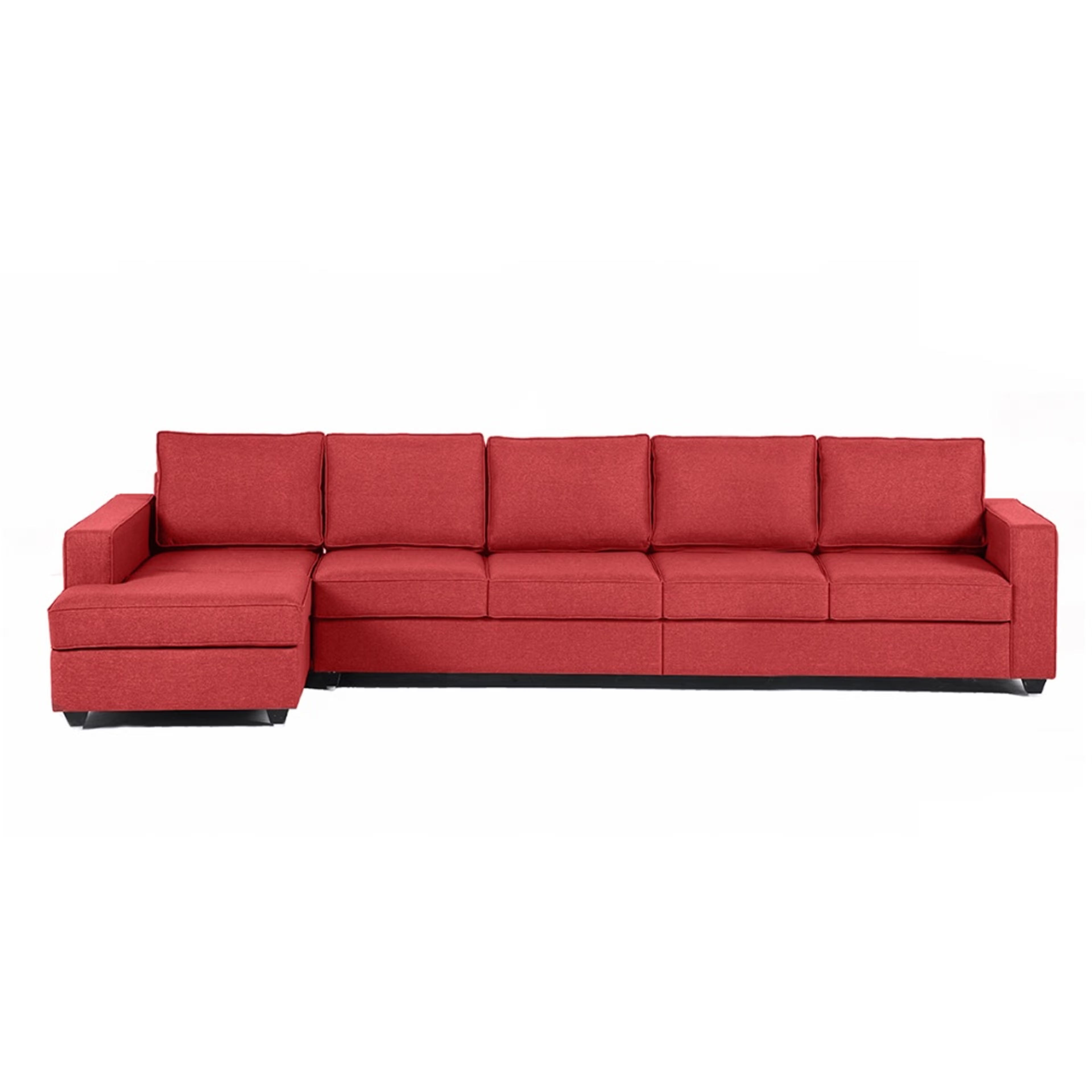 Wakefit Napper L Shape Sofa Set (4 Seater + Left Aligned Chaise) Sectional, Without Storage, 4 + Left Aligned Chaise, Omega Red