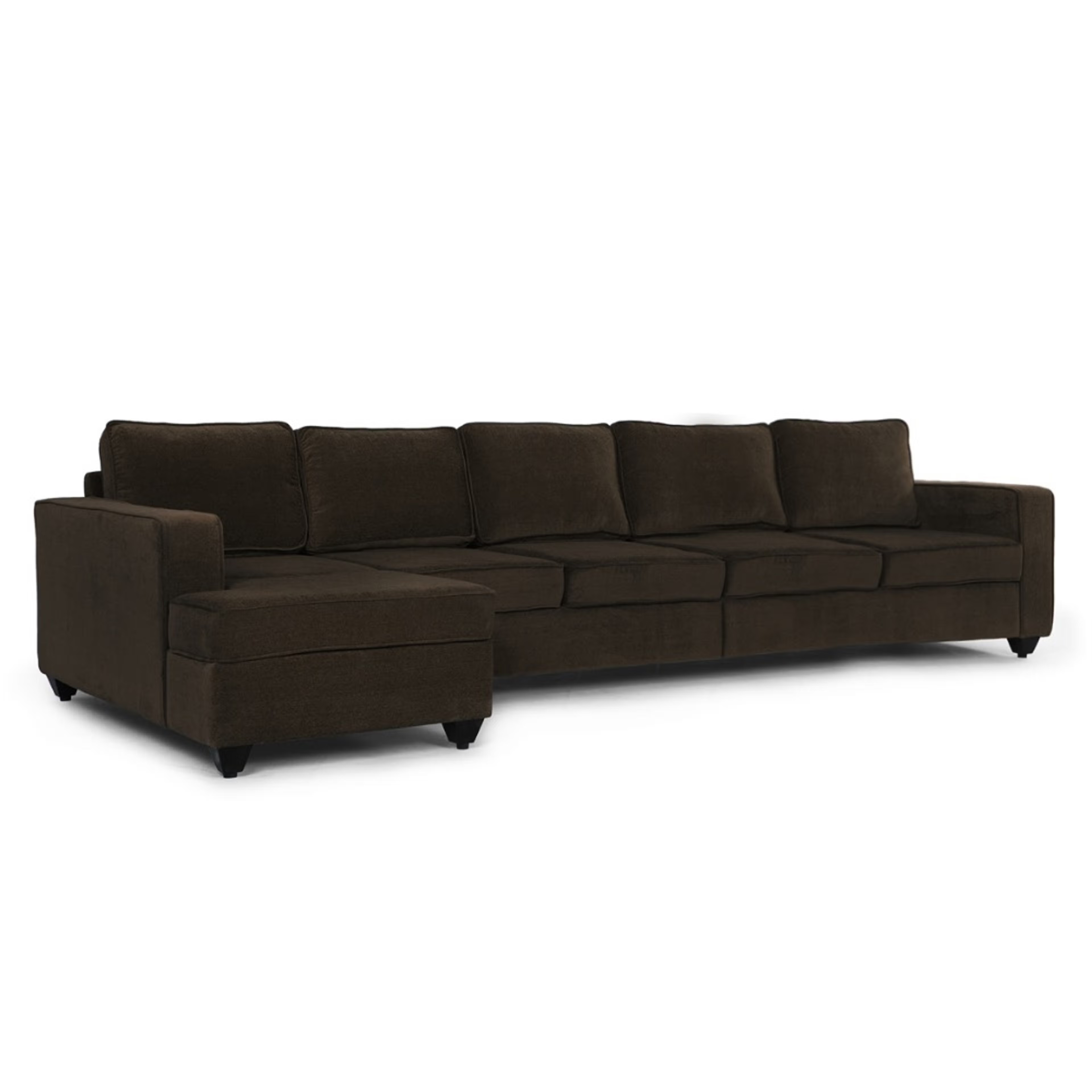 Wakefit Napper L Shape Sofa Set (4 Seater + Left Aligned Chaise) Sectional, Without Storage, 4 + Left Aligned Chaise, Dark Earth