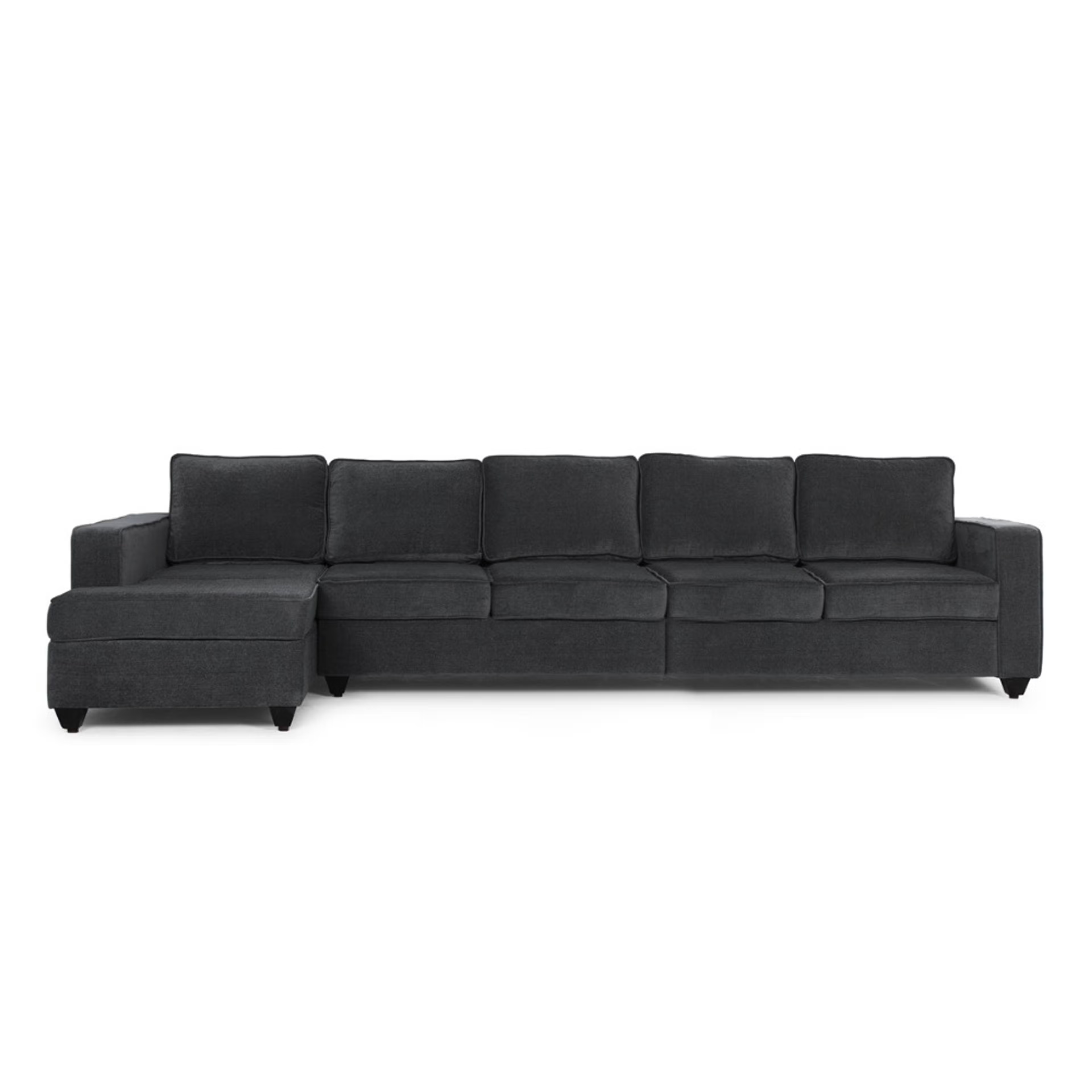 Wakefit Napper L Shape Sofa Set (4 Seater + Left Aligned Chaise) Sectional, Without Storage, 4 + Left Aligned Chaise, Smoke Grey