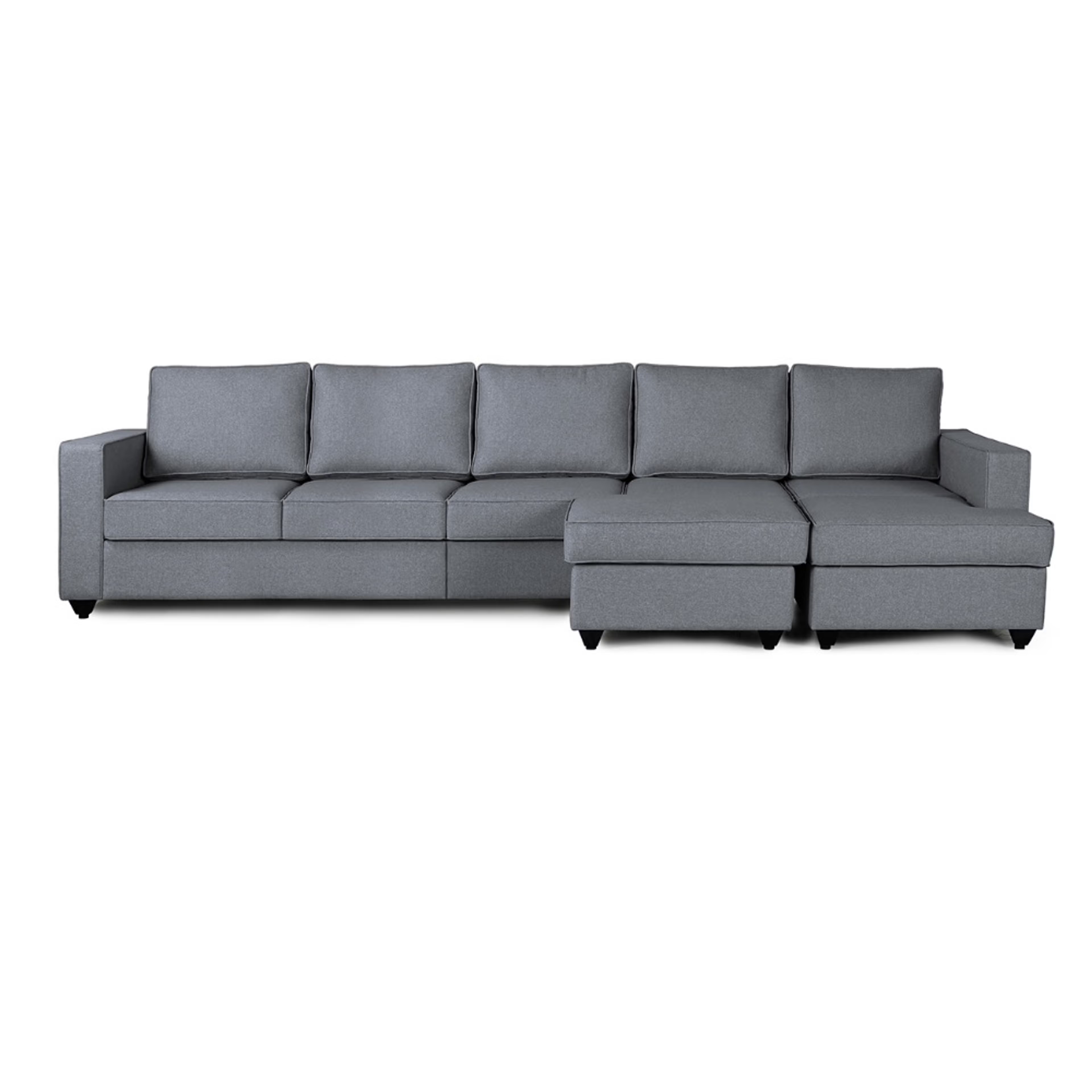 Wakefit Napper L Shape Sofa Set (4 Seater + Right Aligned Chaise) with Ottoman Sectional, Without Storage, 4 + Right Aligned Chaise with Ottoman, Omega Blue