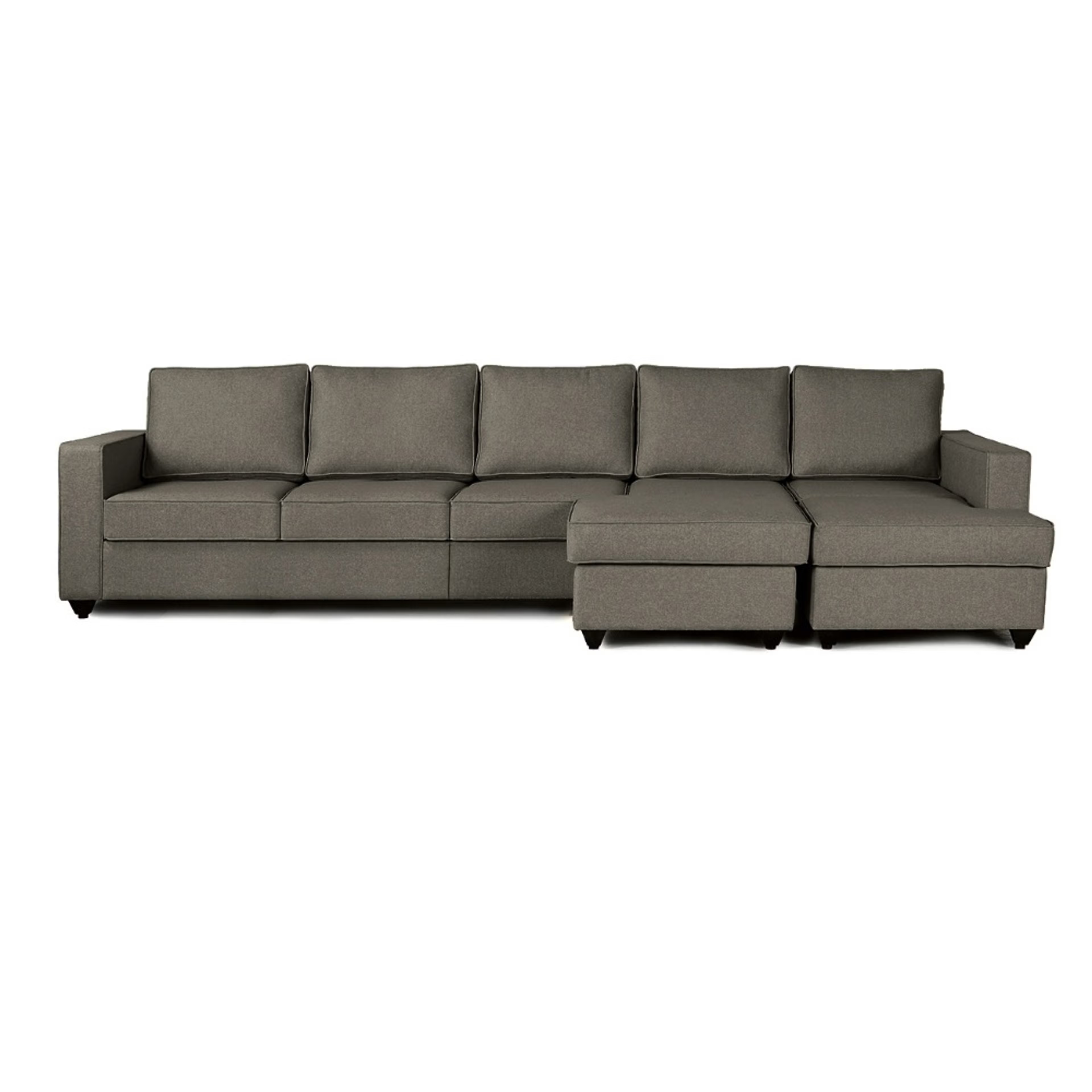 Wakefit Napper L Shape Sofa Set (4 Seater + Right Aligned Chaise) with Ottoman Sectional, Without Storage, 4 + Right Aligned Chaise with Ottoman, Omega Grey