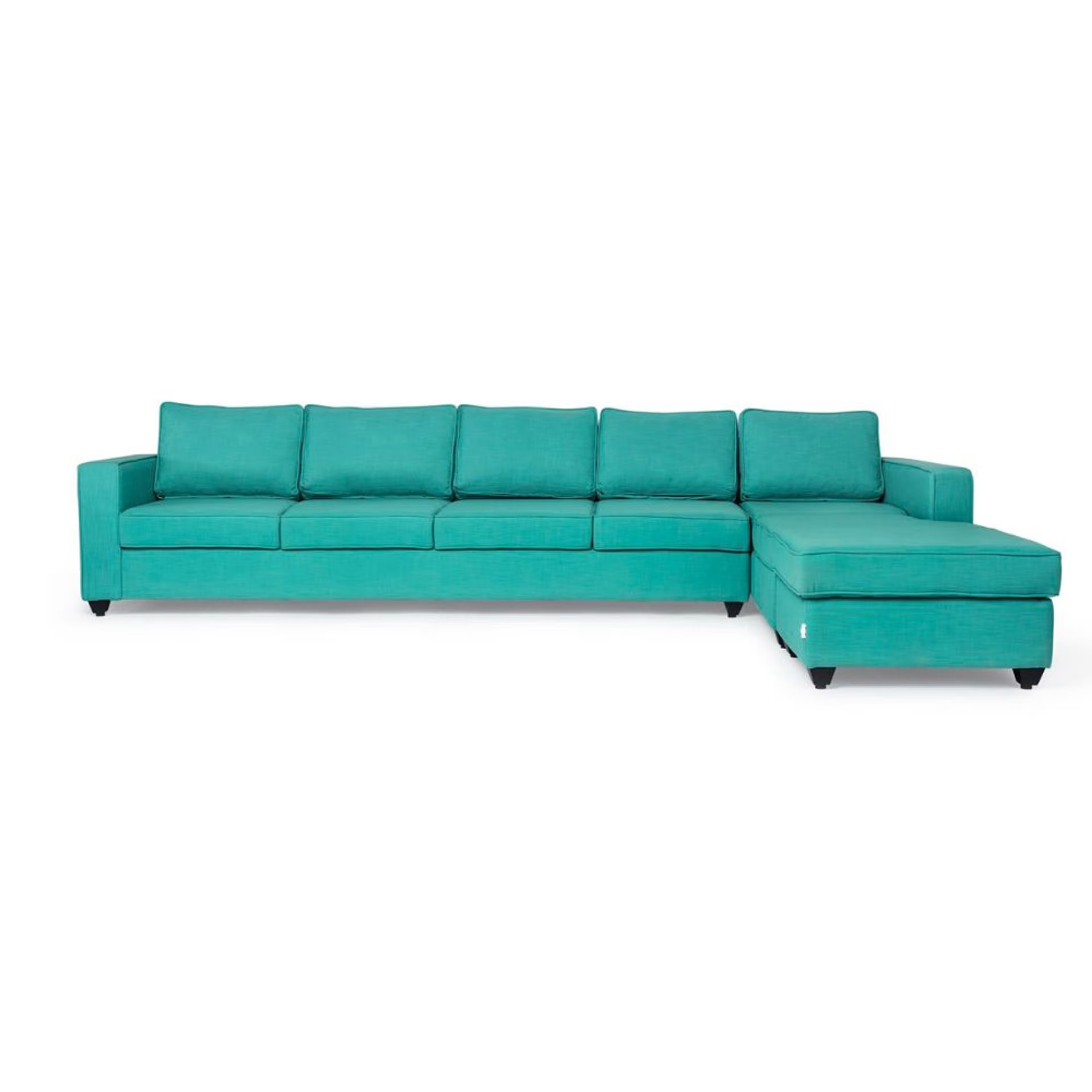 Wakefit Napper L Shape Sofa Set (4 Seater + Right Aligned Chaise) with Ottoman Sectional, Without Storage, 4 + Right Aligned Chaise with Ottoman, Lagoon