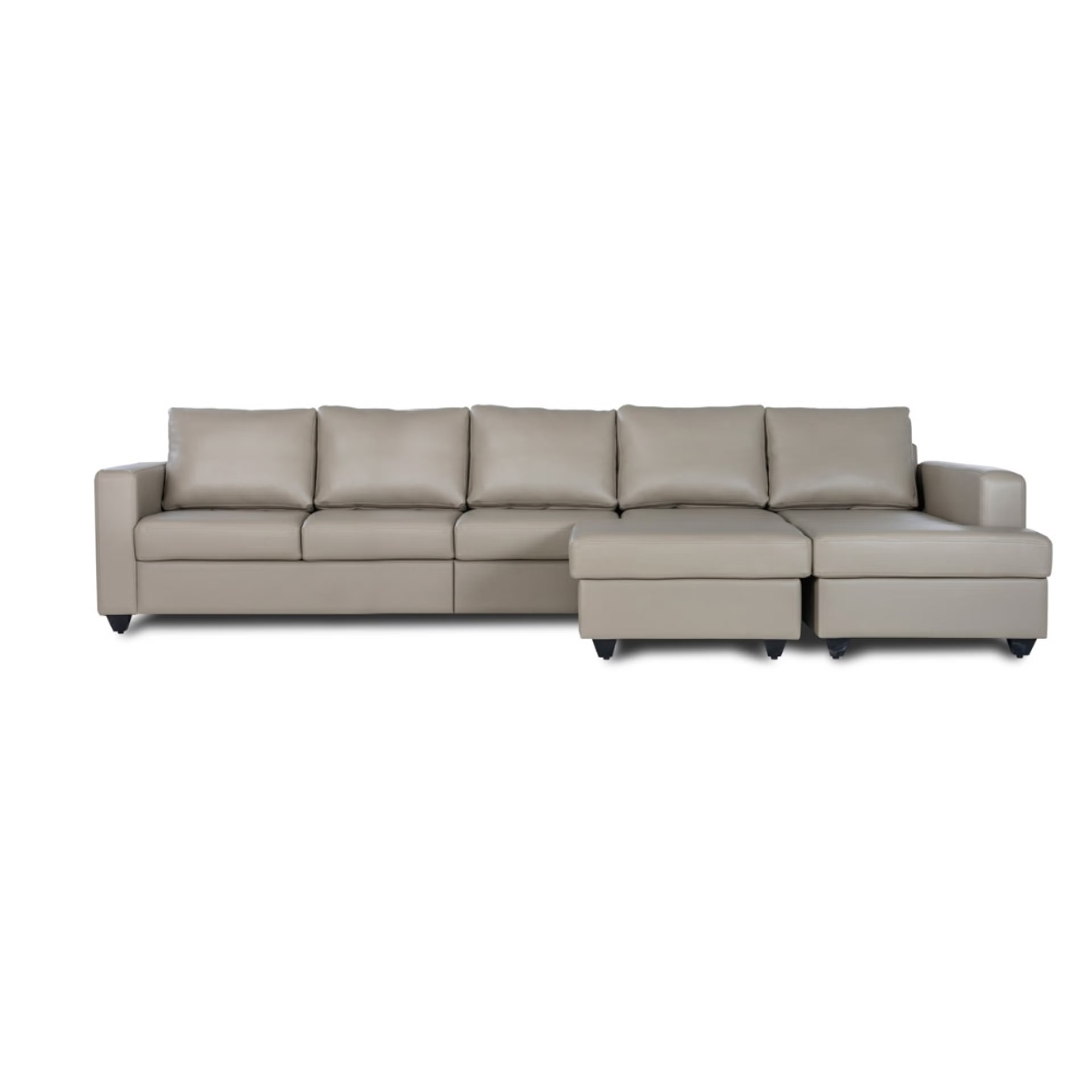 Wakefit Napper L Shape Sofa Set (4 Seater + Right Aligned Chaise) with Ottoman Sectional, Without Storage, 4 + Right Aligned Chaise with Ottoman, Cappuccino