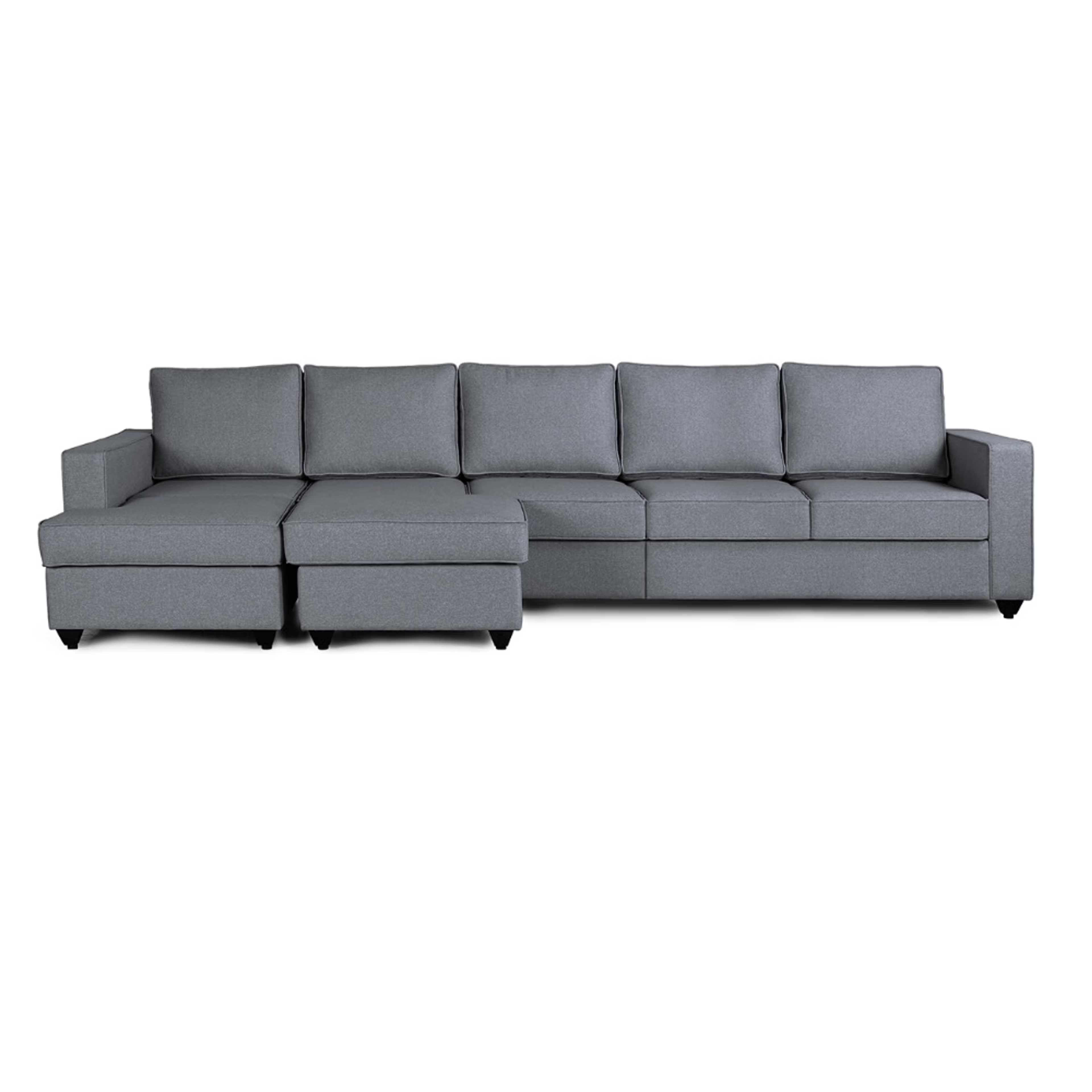 Wakefit Napper L Shape Sofa Set (4 Seater + Left Aligned Chaise) with Ottoman Sectional, Without Storage, 4 + Left Aligned Chaise with Ottoman, Omega Blue