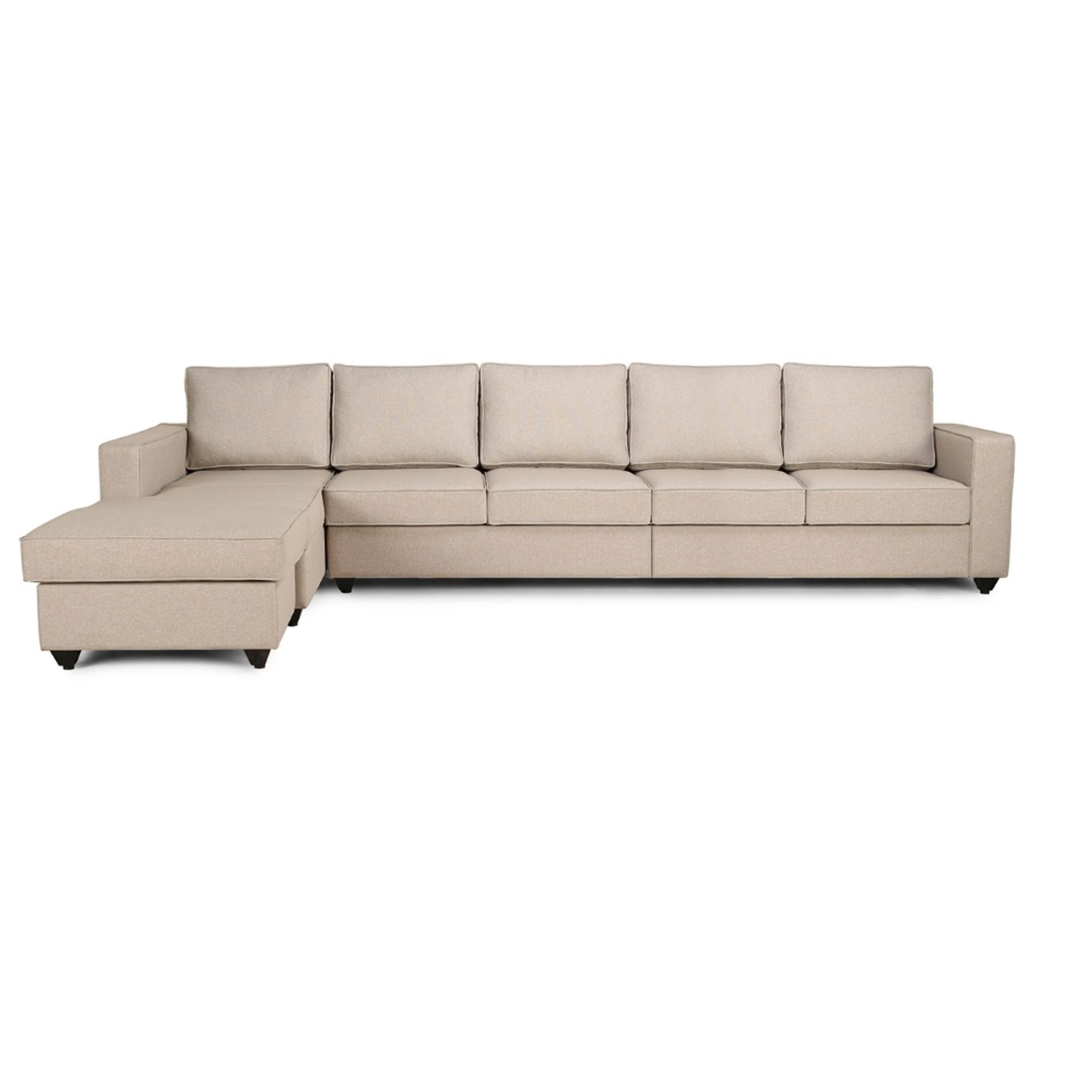 Wakefit Napper L Shape Sofa Set (4 Seater + Left Aligned Chaise) with Ottoman Sectional, Without Storage, 4 + Left Aligned Chaise with Ottoman, Omega Pearl