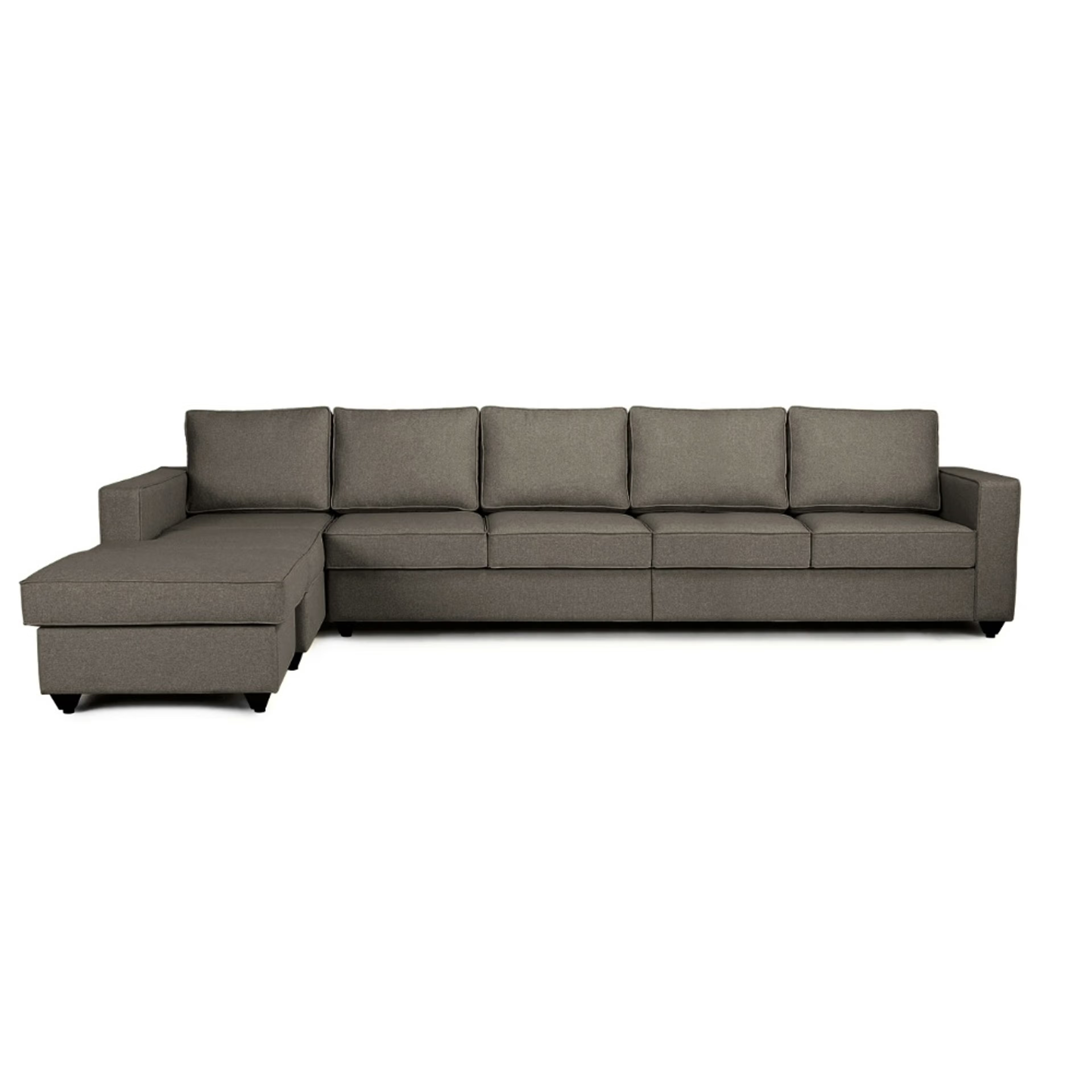 Wakefit Napper L Shape Sofa Set (4 Seater + Left Aligned Chaise) with Ottoman Sectional, Without Storage, 4 + Left Aligned Chaise with Ottoman, Omega Grey