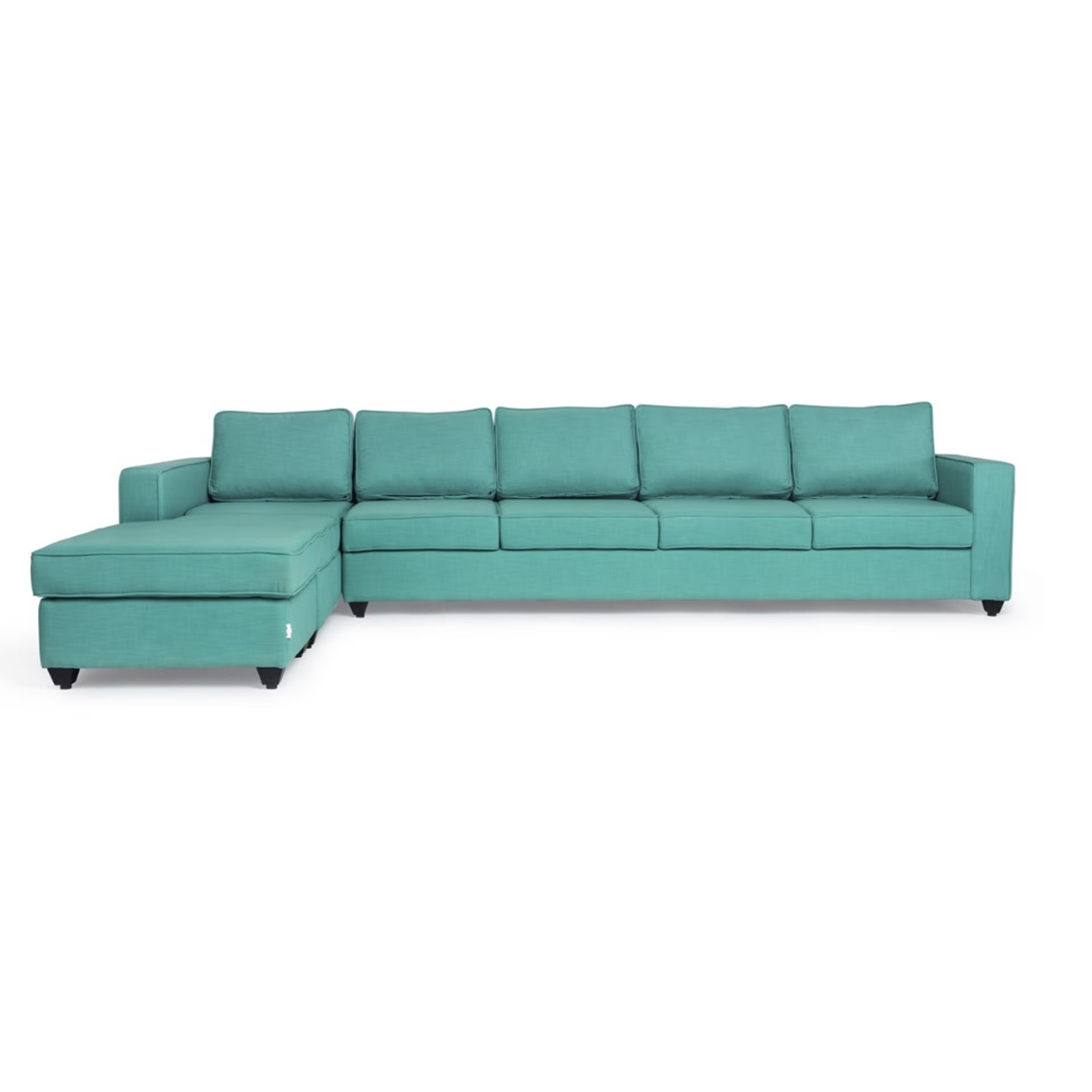 Wakefit Napper L Shape Sofa Set (4 Seater + Left Aligned Chaise) with Ottoman Sectional, Without Storage, 4 + Left Aligned Chaise with Ottoman, Lagoon
