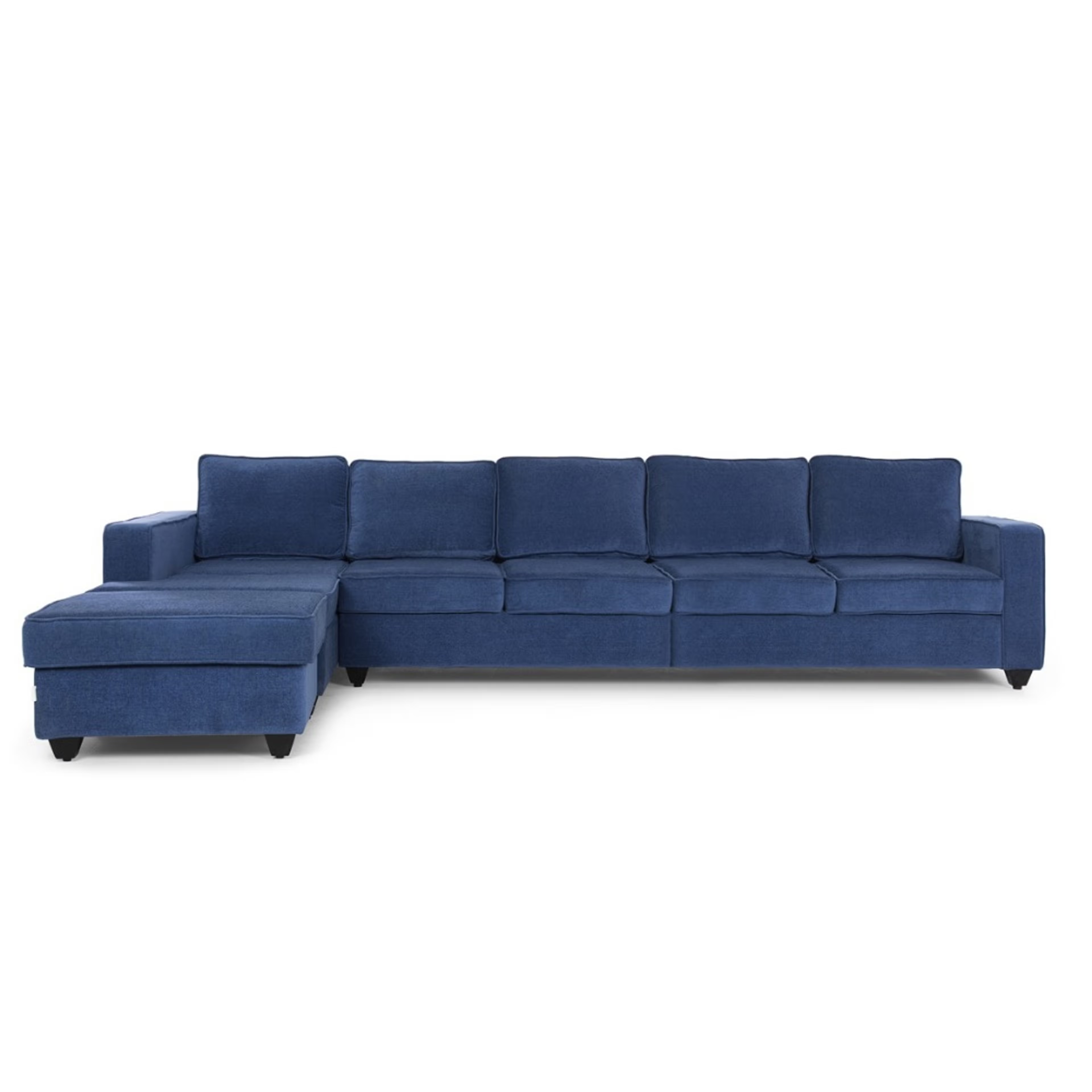 Wakefit Napper L Shape Sofa Set (4 Seater + Left Aligned Chaise) with Ottoman Sectional, Without Storage, 4 + Left Aligned Chaise with Ottoman, Cobalt Blue