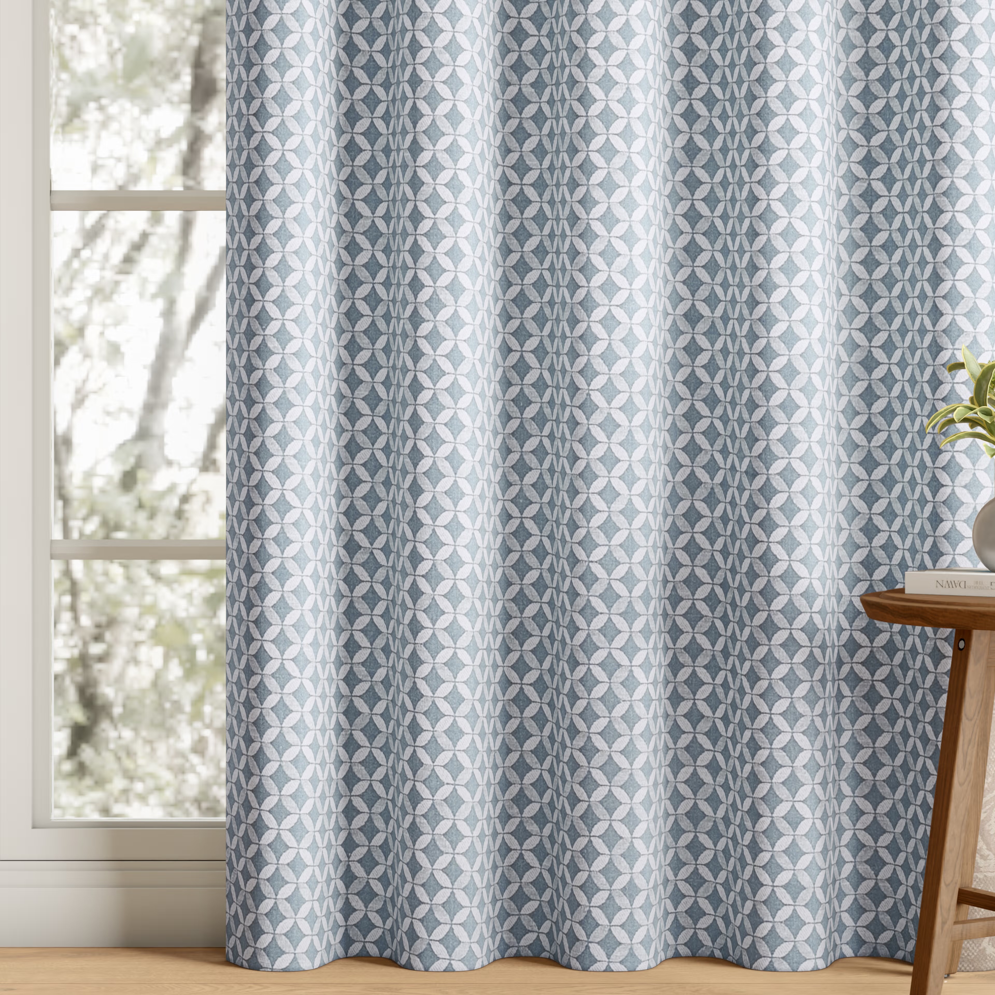 Jacquard Room Darkening Curtain | Light Blocking Upto 70% | (7 x 4.3 ft) | Door Curtain | Set of 2 | Reduces Noise | Machine Washable | Virginia Sky Blue Door (7 Feet), Set of 2, Virginia - Sky Blue