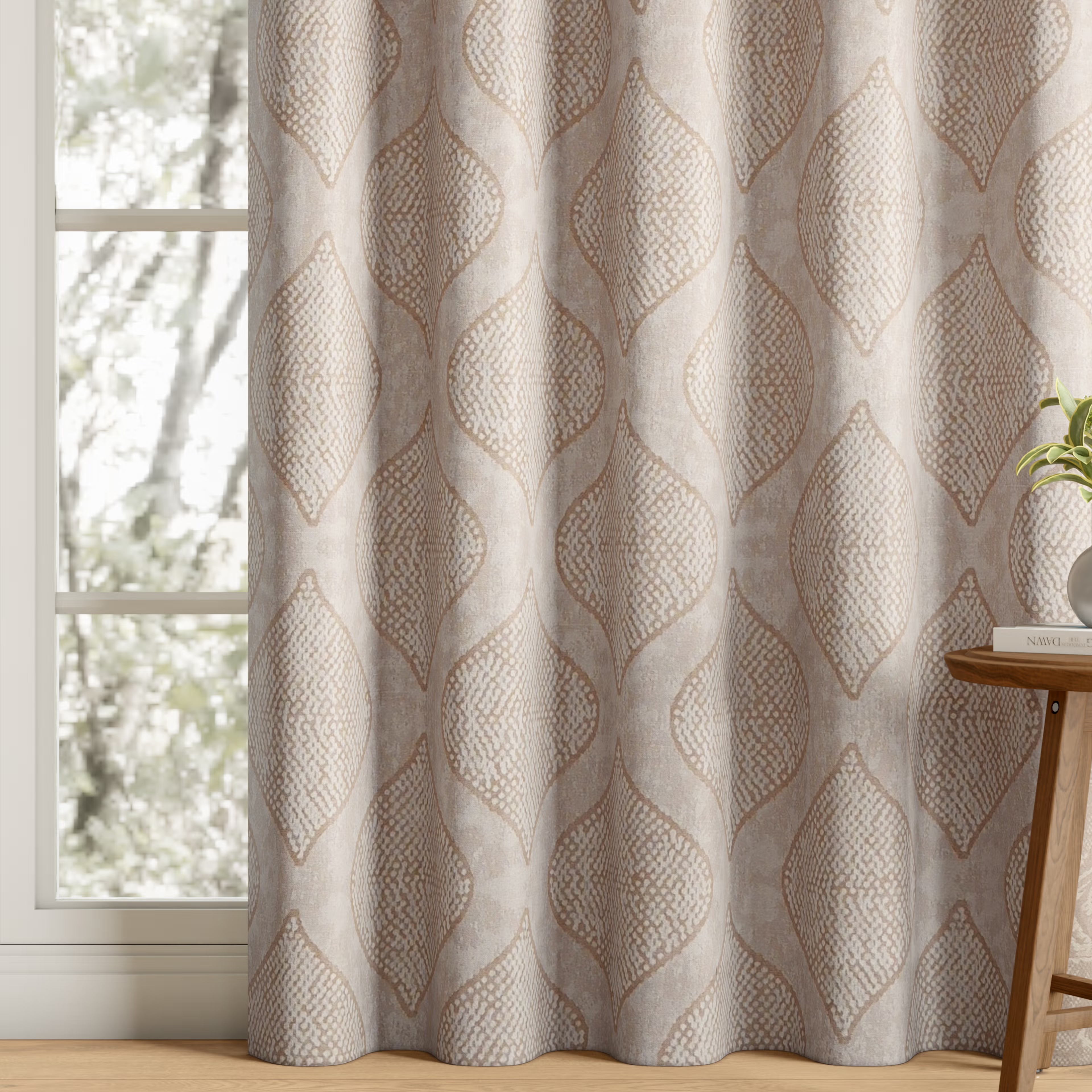 Jacquard Room Darkening Curtain | Light Blocking Upto 70% | (9 x 4.3 ft) | Long Door Curtain | Set of 2 | Reduces Noise | Machine Washable | Dabbe Beige Long Door (9 Feet), Set of 2, Dabbe - Beige