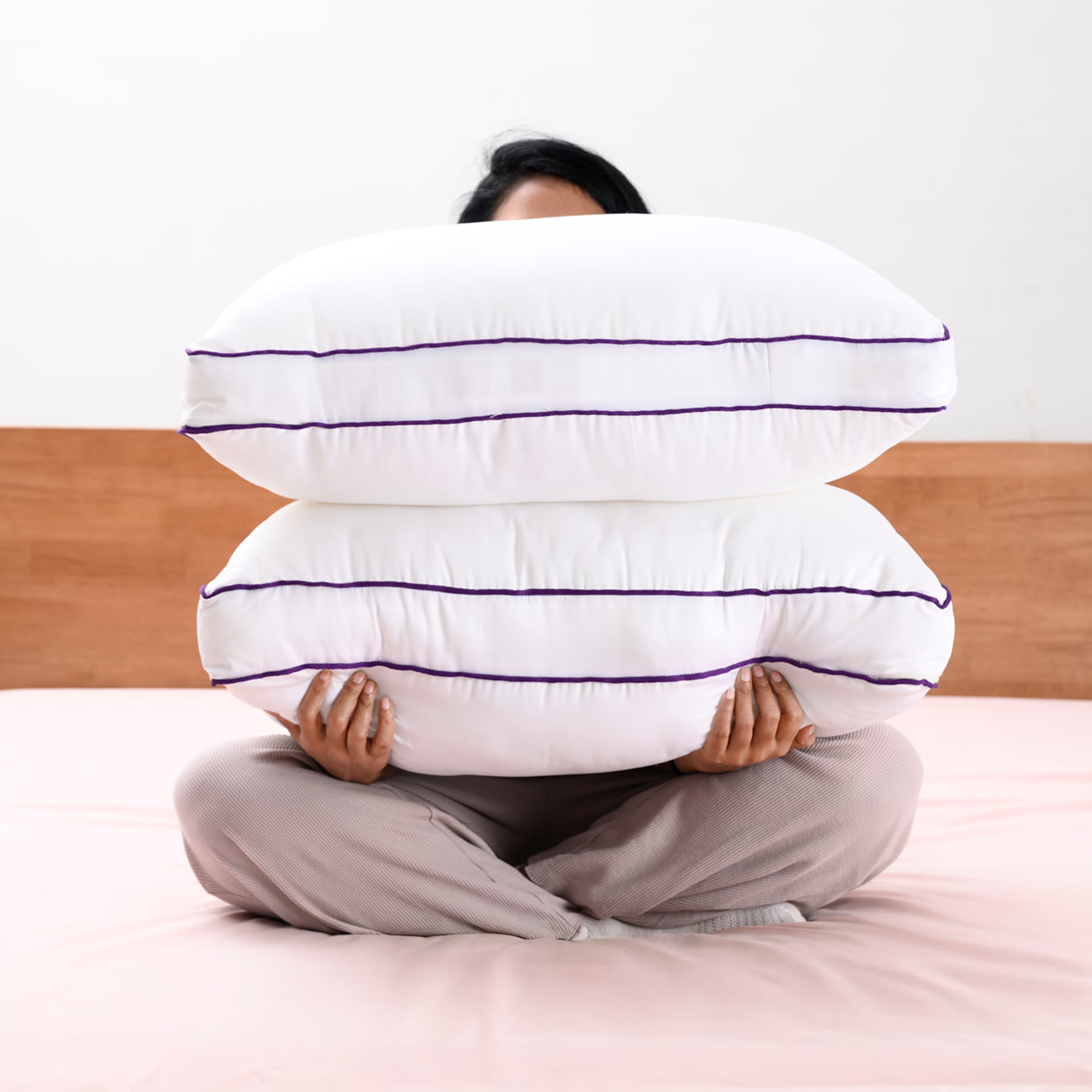 Home 31 Hybrid Sleeping Pillow | Height Adjustable | Memory foam and Fibre Combination | Breathable & Hypo-allergenic | Standard Size 27X16 inch | Hybrid Fill | White | Set of 2 Set of 2
