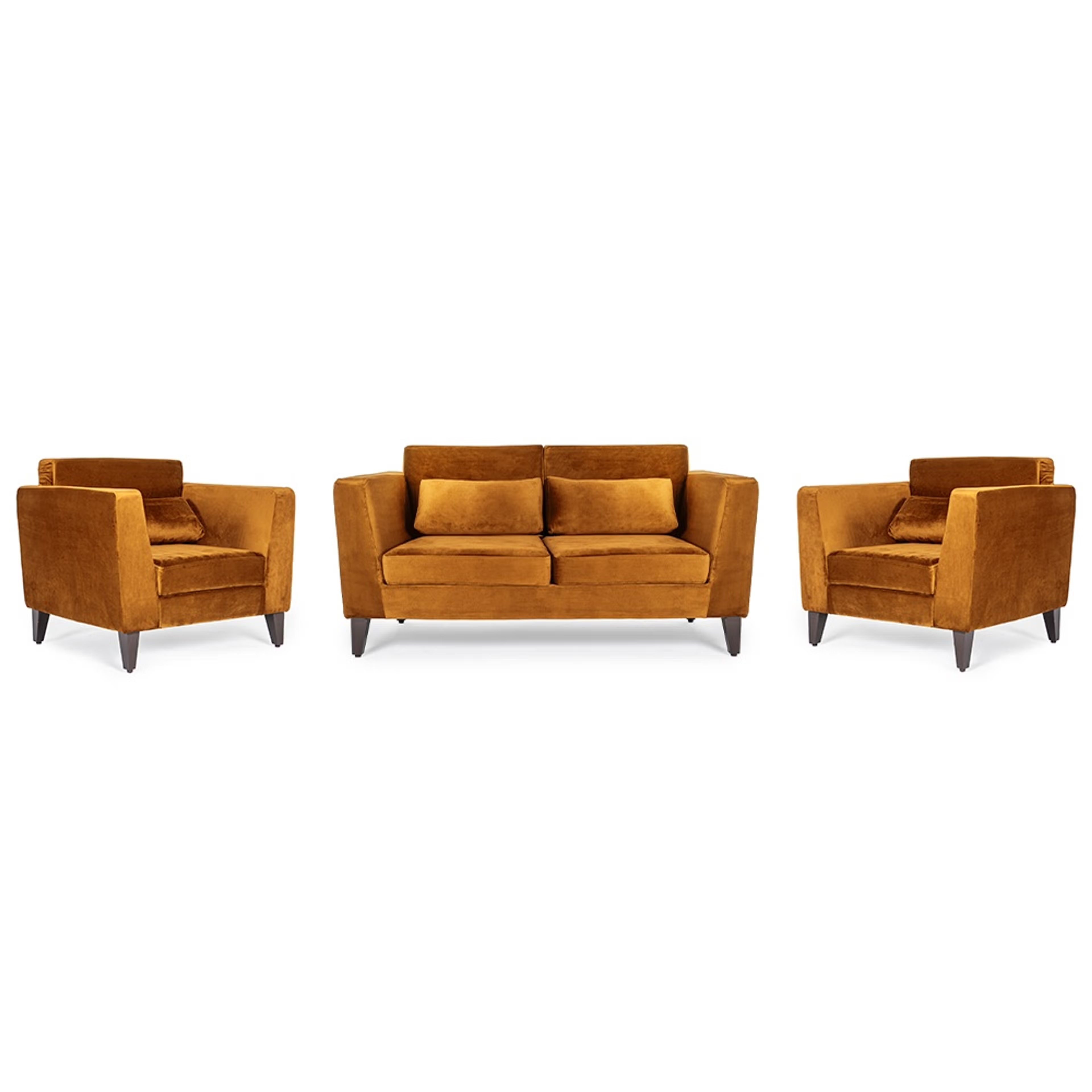 Home 37 Wakefit SnoozePro Sofa Set - (2+1+1) - Velvet Amber Regular, 2 Seater + 1 Seater + 1 Seater, Amber