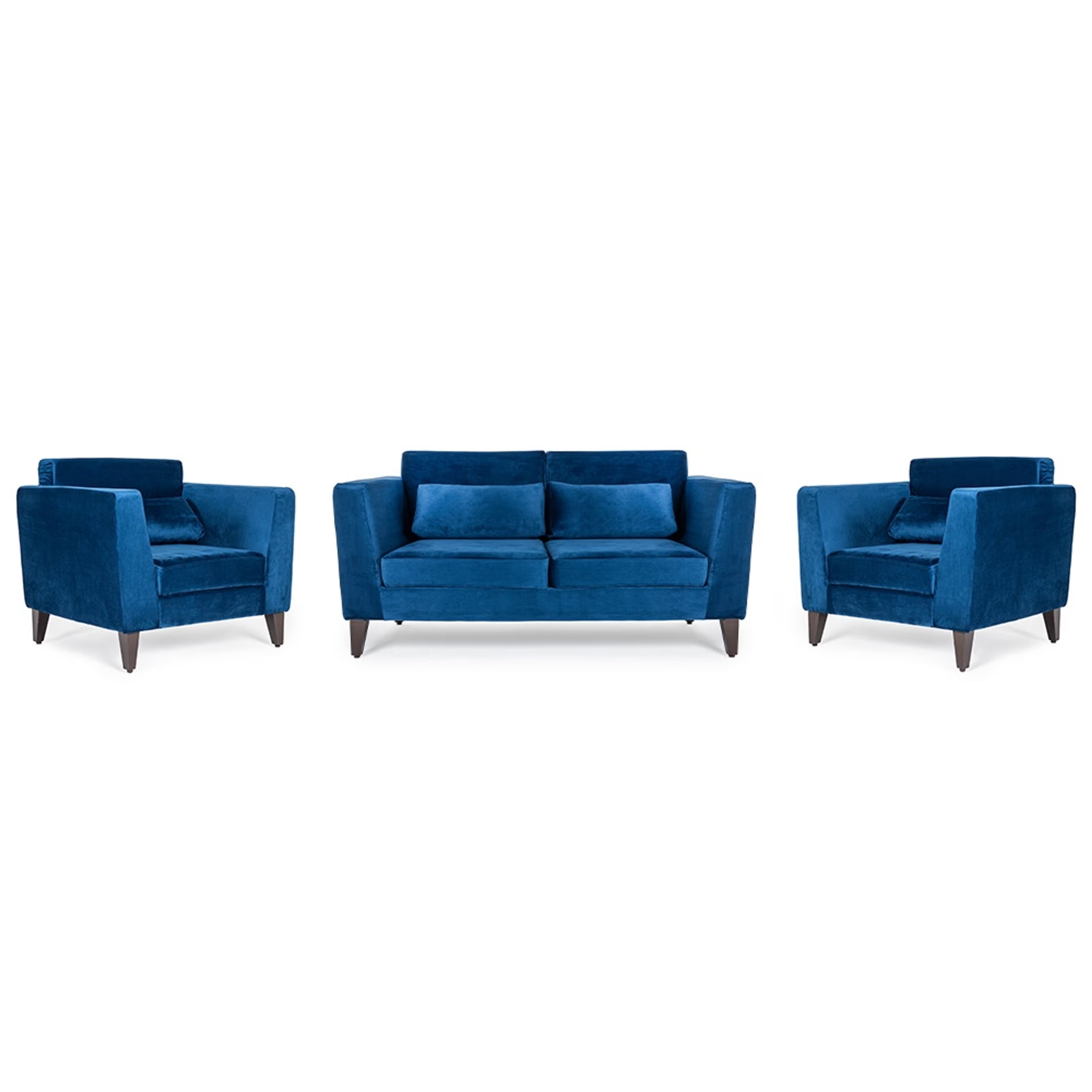 Wakefit SnoozePro Sofa Set - (2+1+1) - Velvet Blue Regular, 2 Seater + 1 Seater + 1 Seater, Blue