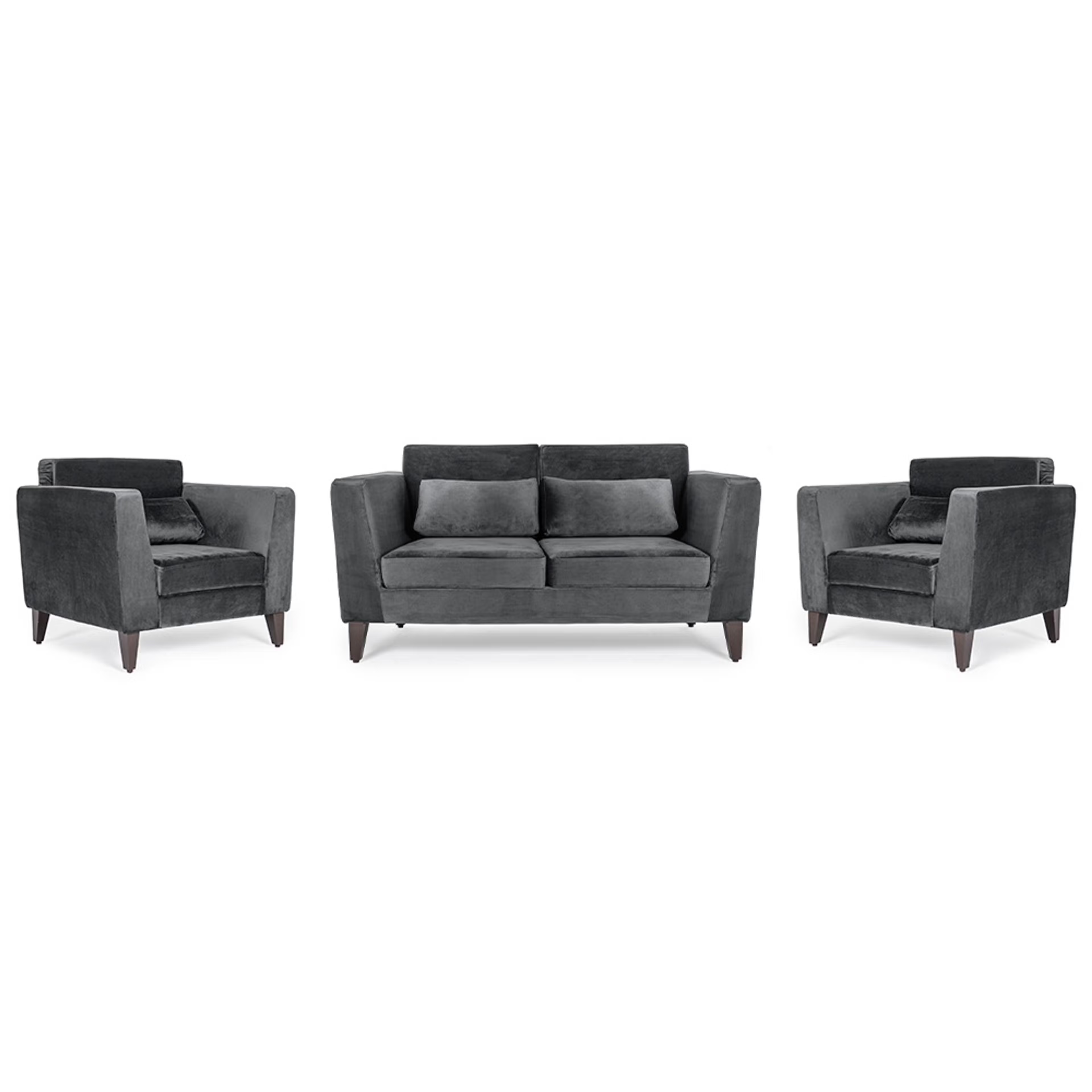 Wakefit SnoozePro Sofa Set - (2+1+1) - Velvet Space Grey Regular, 2 Seater + 1 Seater + 1 Seater, Space Grey