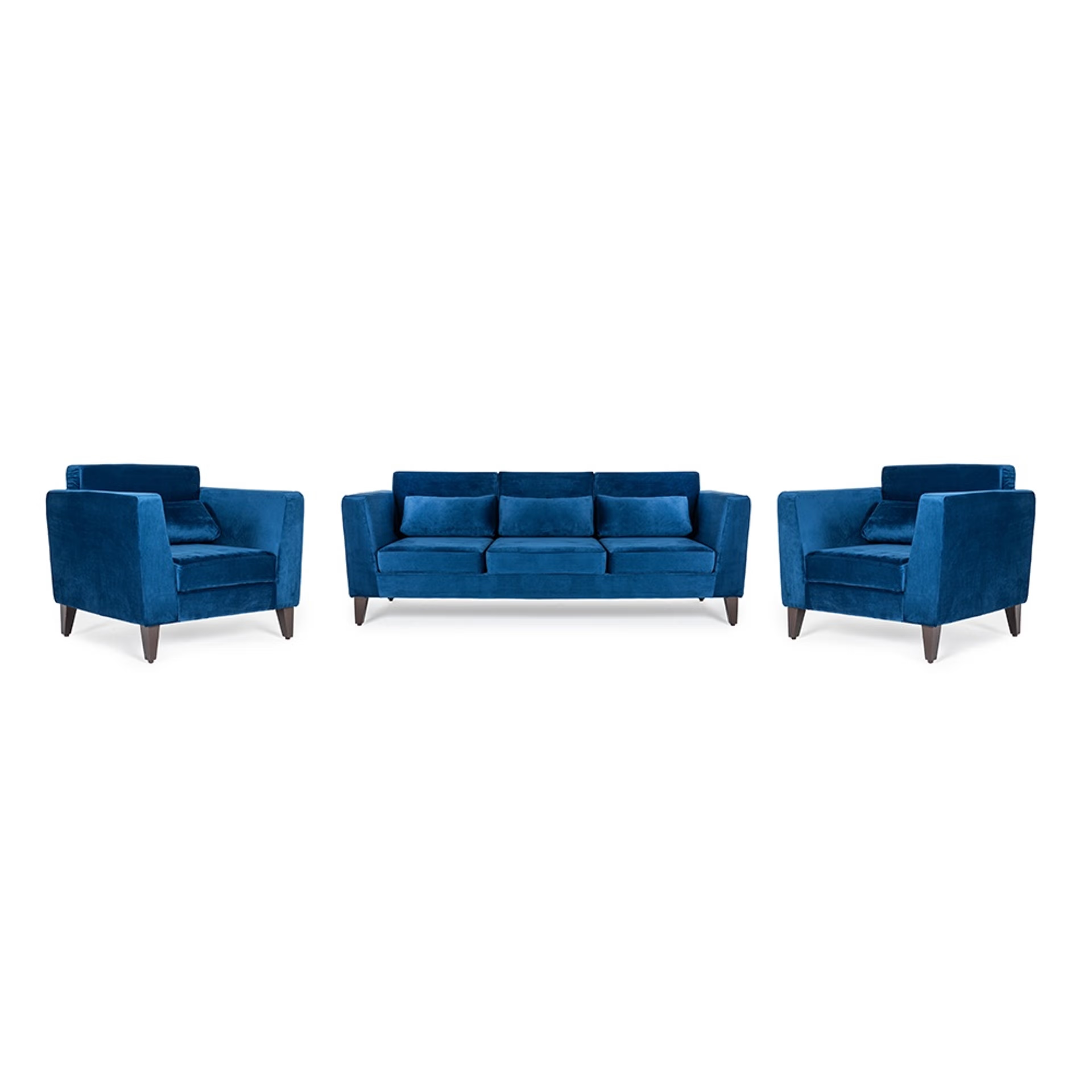 Home 31 Wakefit SnoozePro Sofa Set - (3+1+1) - Velvet Blue Regular, 3 Seater + 1 Seater + 1 Seater, Blue
