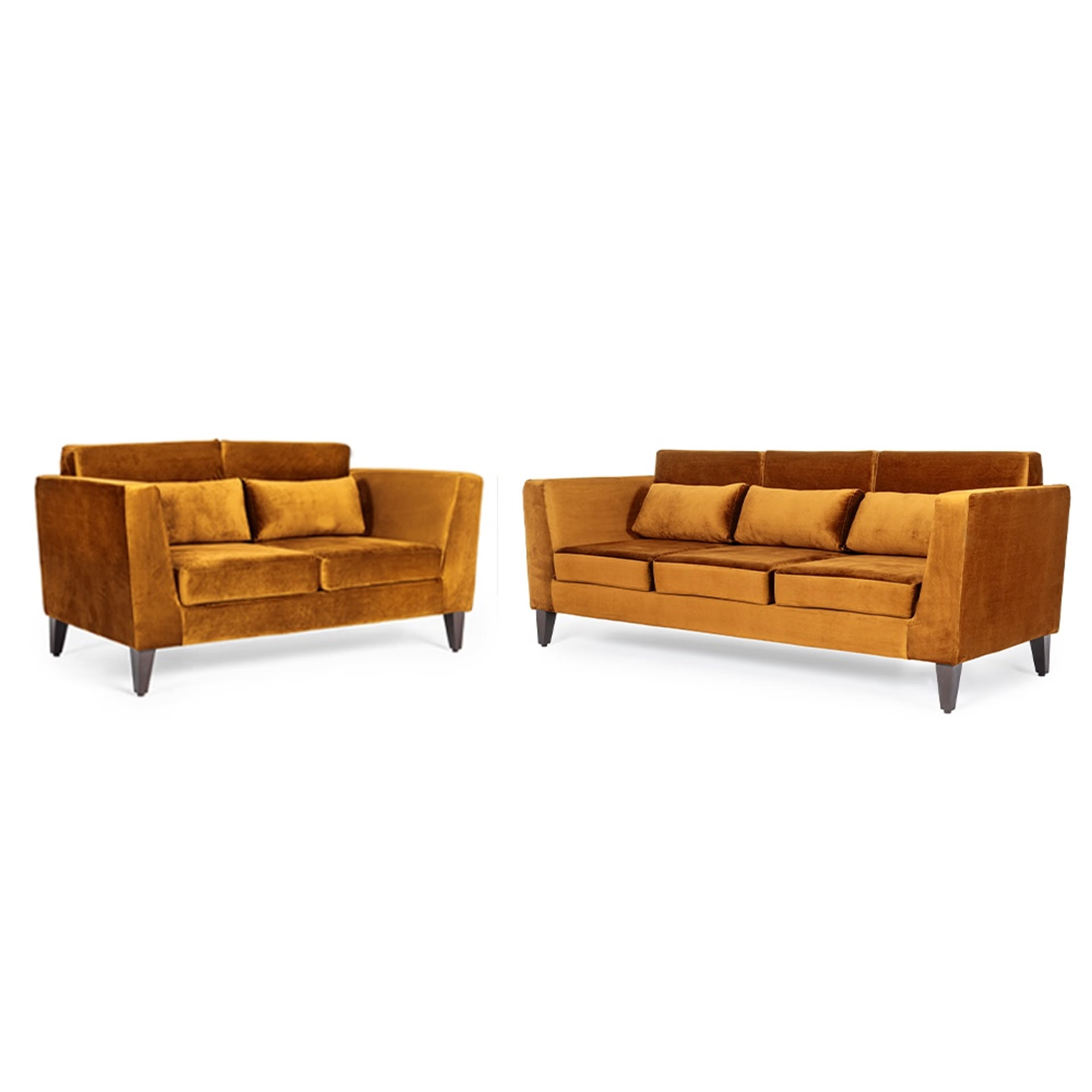 Home 25 Wakefit SnoozePro Sofa Set - (3+2) - Velvet Amber Regular, 3 Seater + 2 Seater, Amber