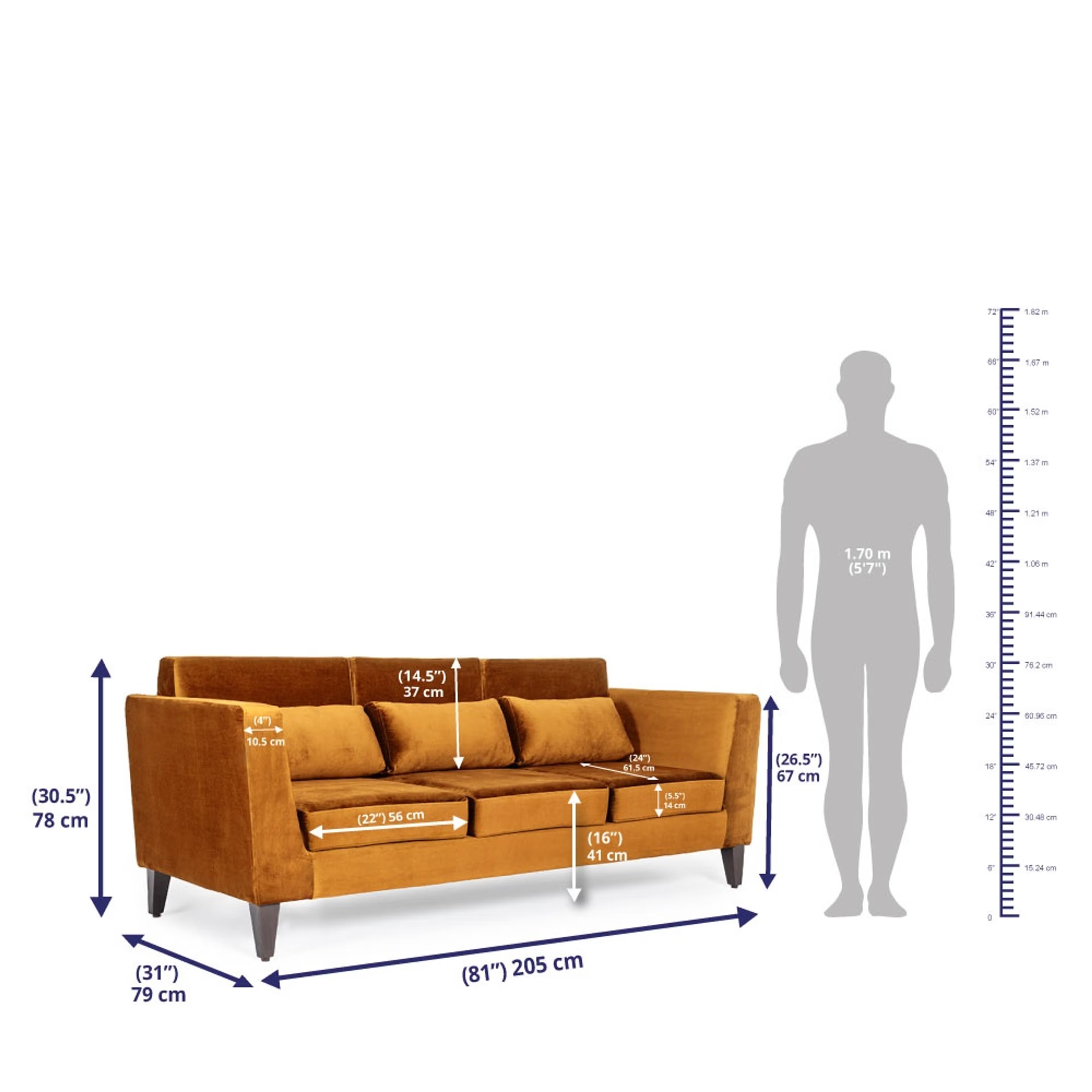 Wakefit SnoozePro Sofa Set - (3+2) - Velvet Amber Regular, 3 Seater + 2 Seater, Amber 5 Wakefit SnoozePro Sofa Set - (3+2) - Velvet Amber Regular, 3 Seater + 2 Seater, Amber