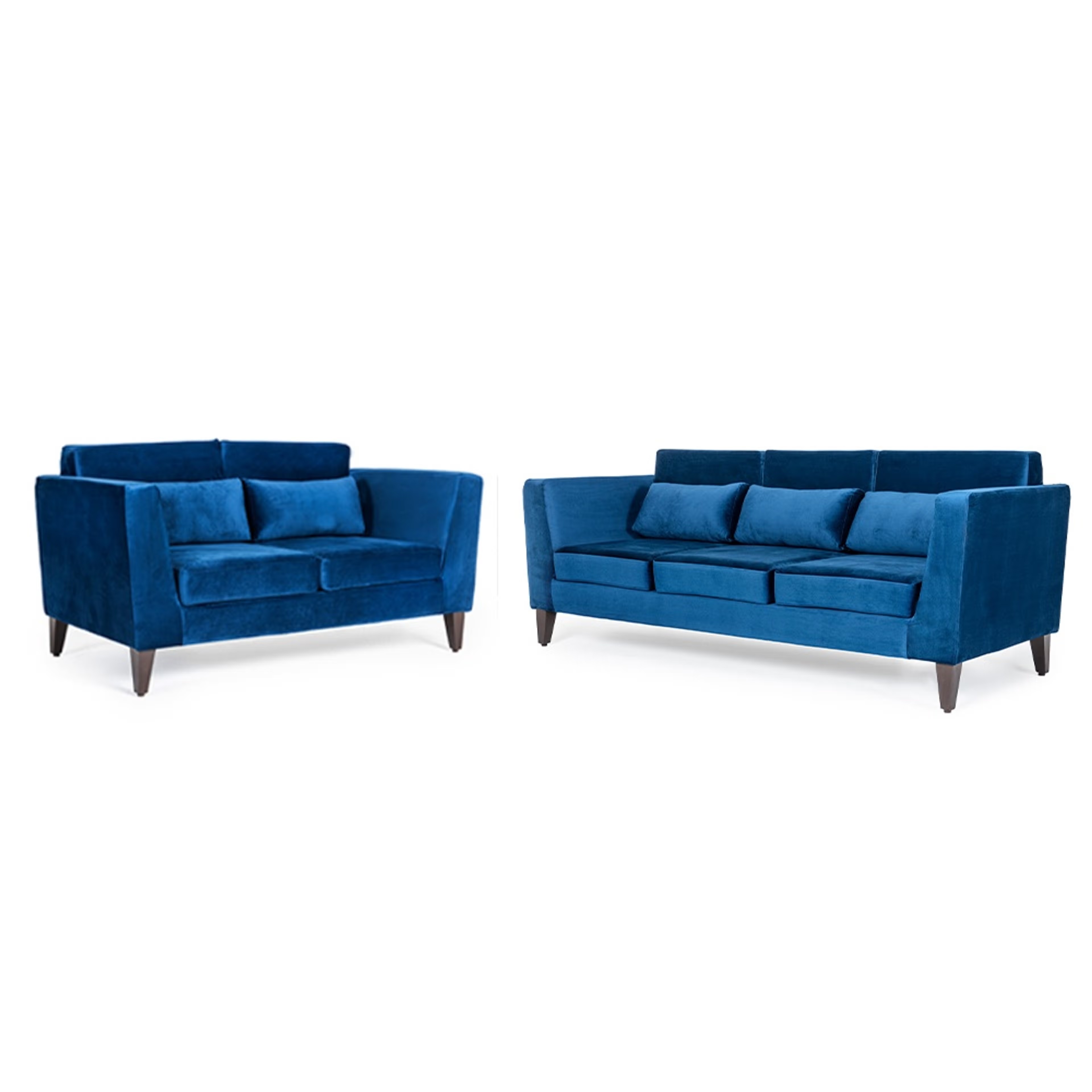 Wakefit SnoozePro Sofa Set - (3+2) - Velvet Blue Regular, 3 Seater + 2 Seater, Blue