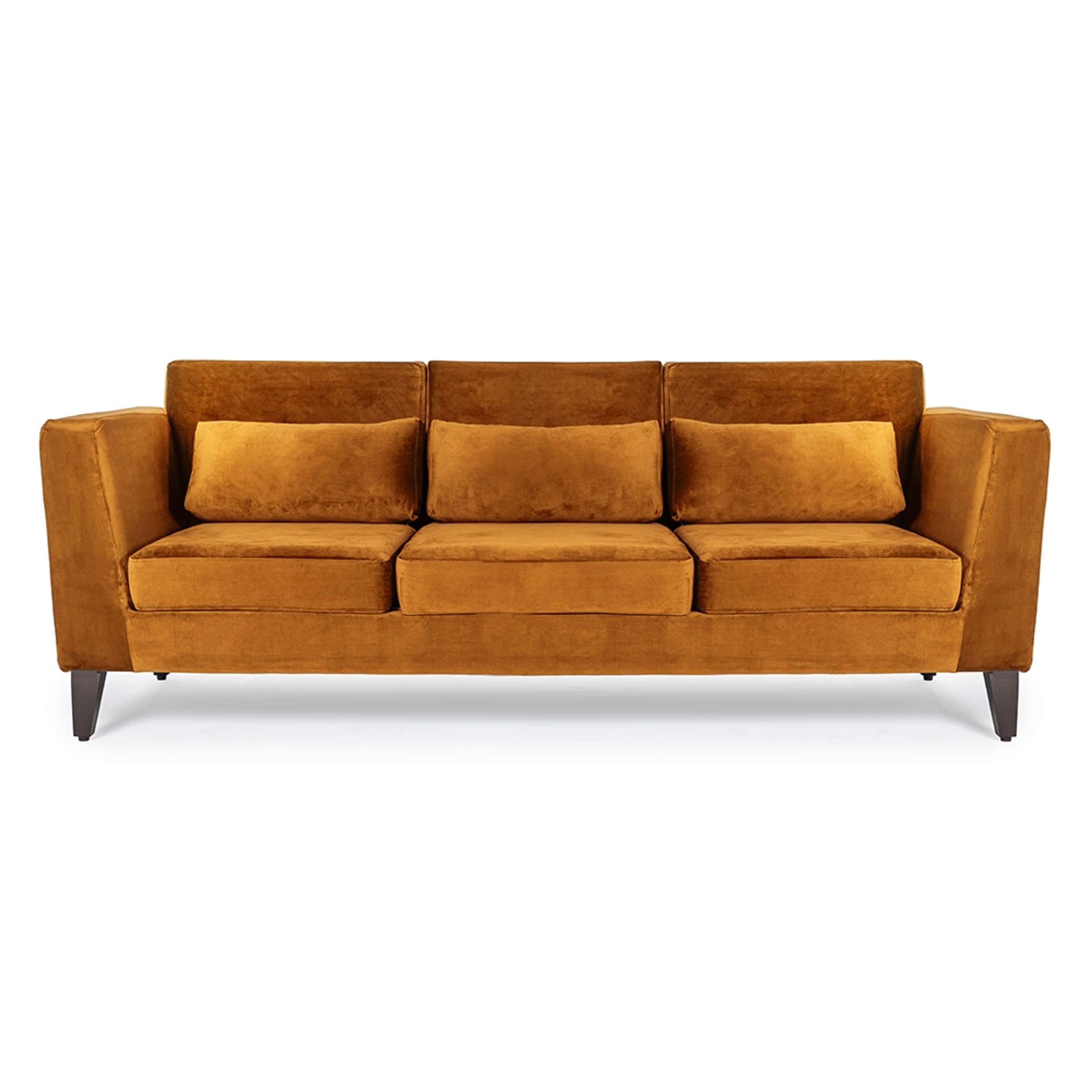 Wakefit SnoozePro Sofa - Three Seater - Velvet Amber Regular, 3 Seater, Amber