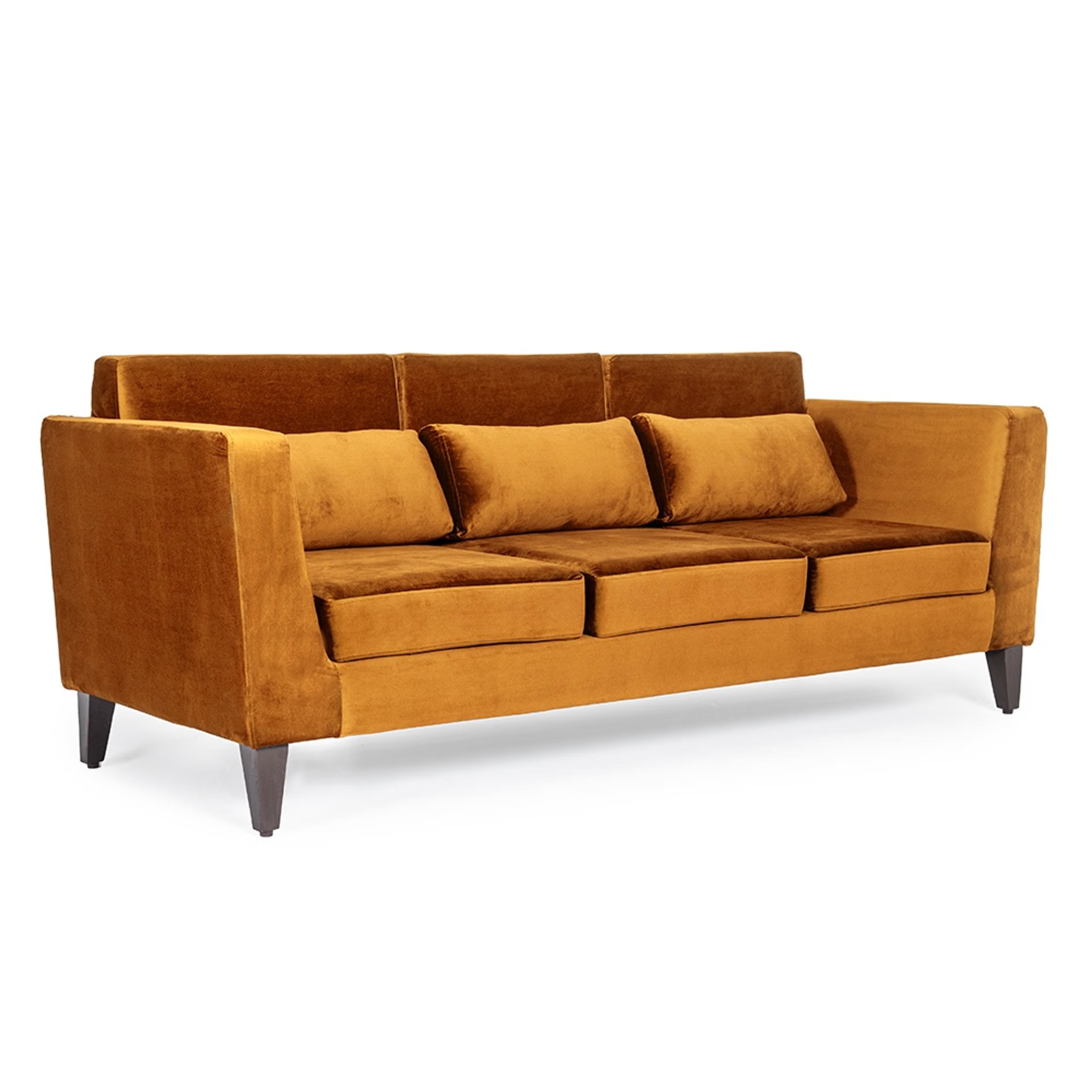 Wakefit SnoozePro Sofa - Three Seater - Velvet Amber Regular, 3 Seater, Amber