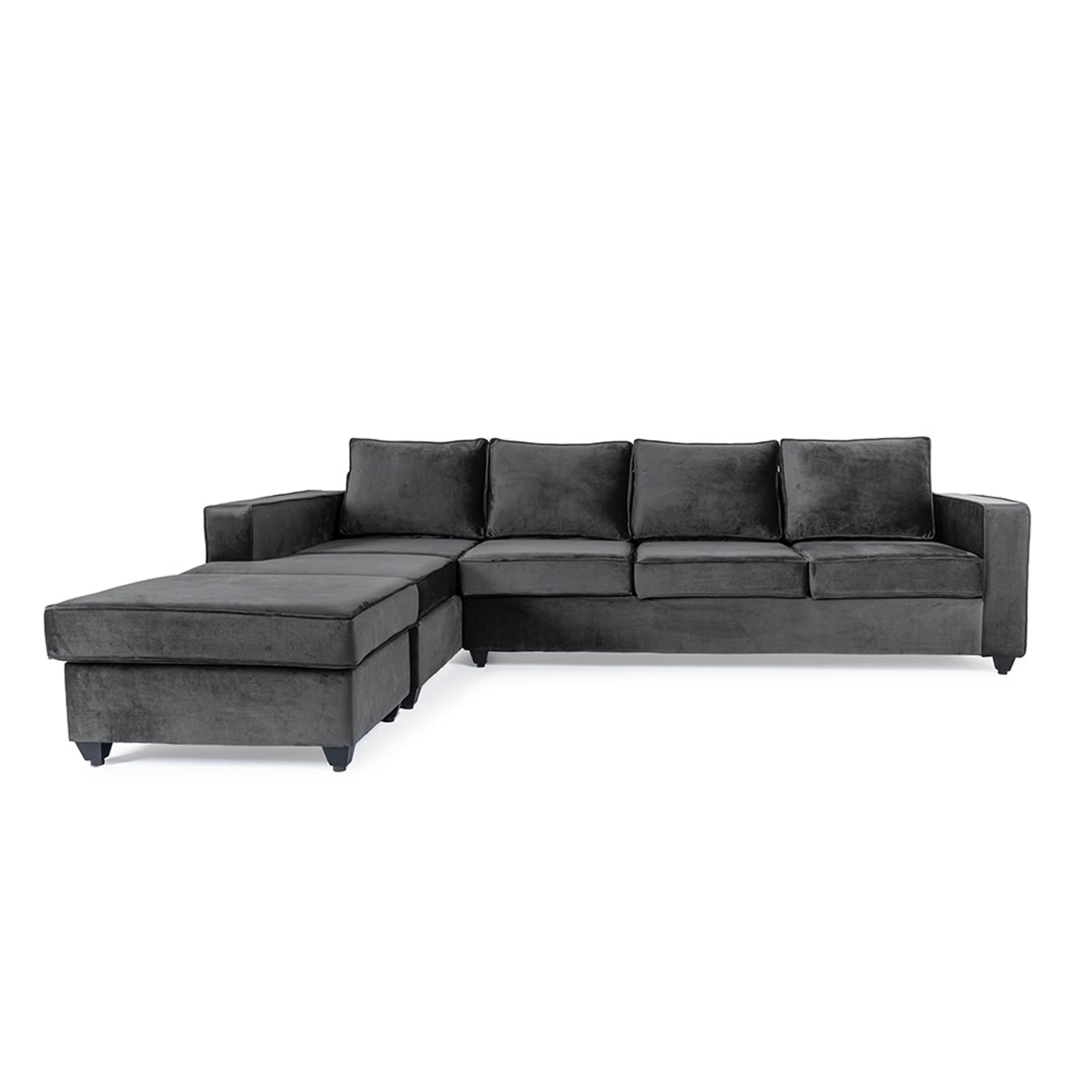 Wakefit Napper L Shape Sofa Set (3 Seater + Left Aligned Chaise with Ottoman) - Velvet SpaceGrey Sectional, Without Storage, 3 + Left Aligned Chaise with Ottoman, Space Grey