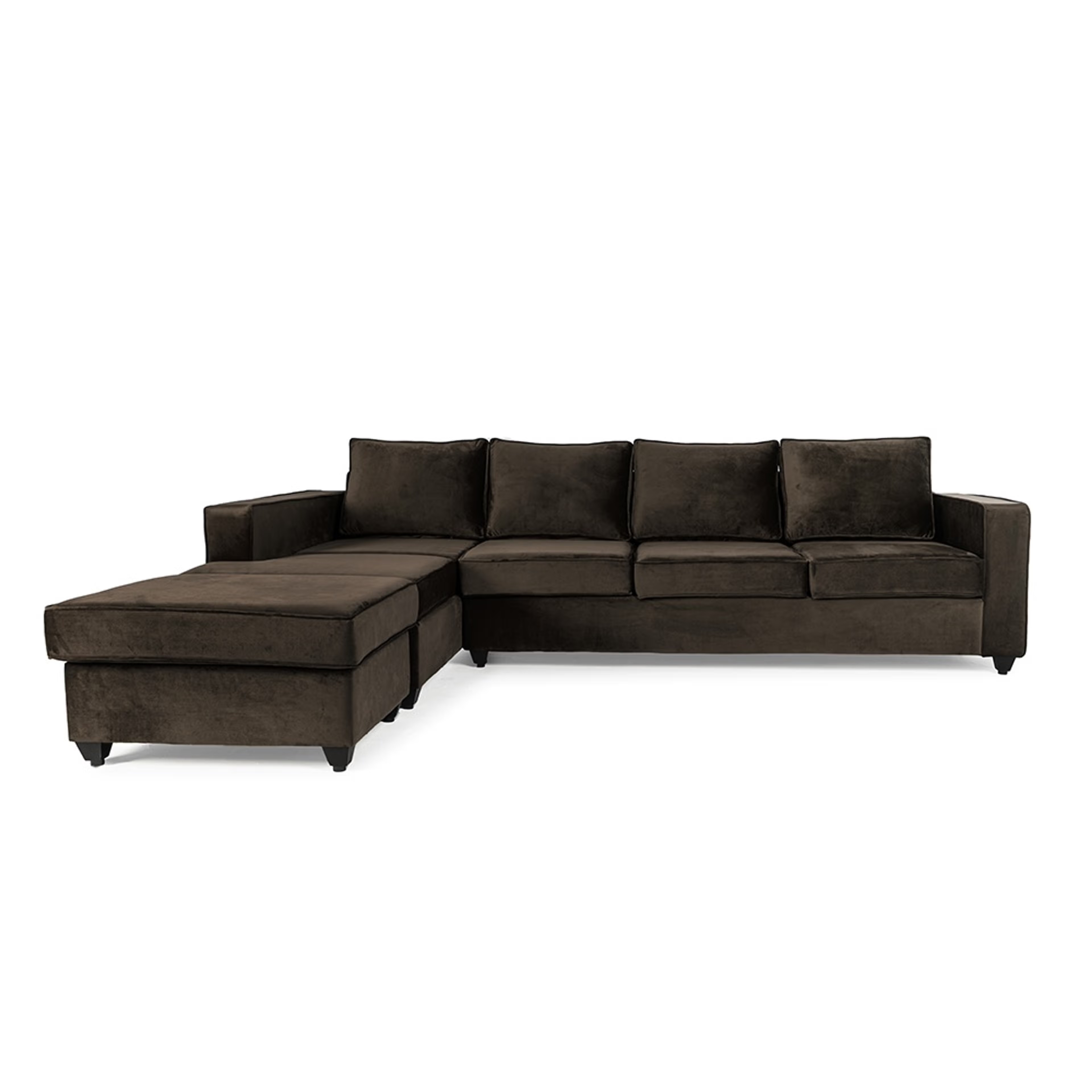 Wakefit Napper L Shape Sofa Set (3 Seater + Left Aligned Chaise with Ottoman) -Velvet Stone Sectional, Without Storage, 3 + Left Aligned Chaise with Ottoman, Stone