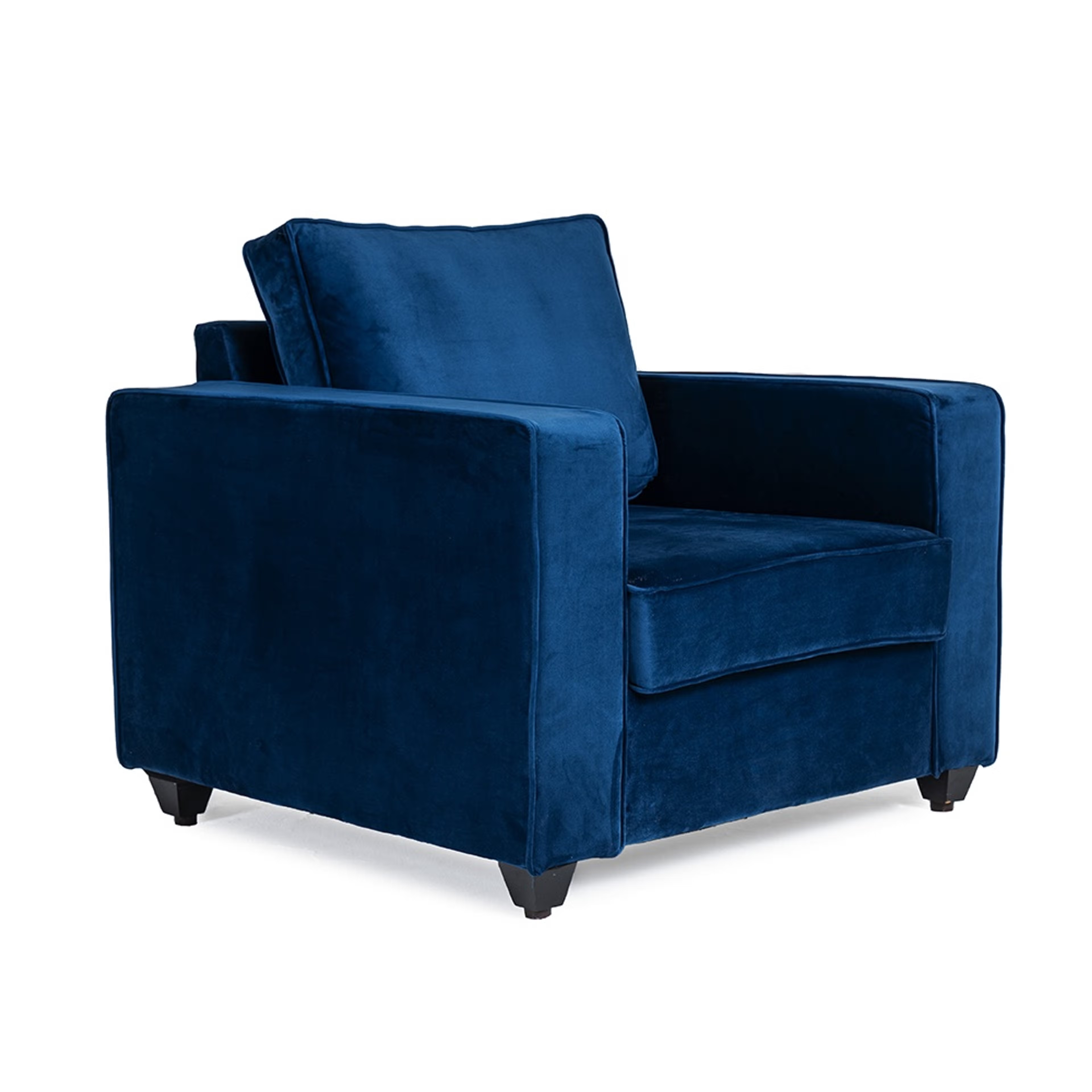 Home 32 Wakefit Napper Sofa - Single Seater - Velvet Blue Regular, Without Storage, 1, Blue