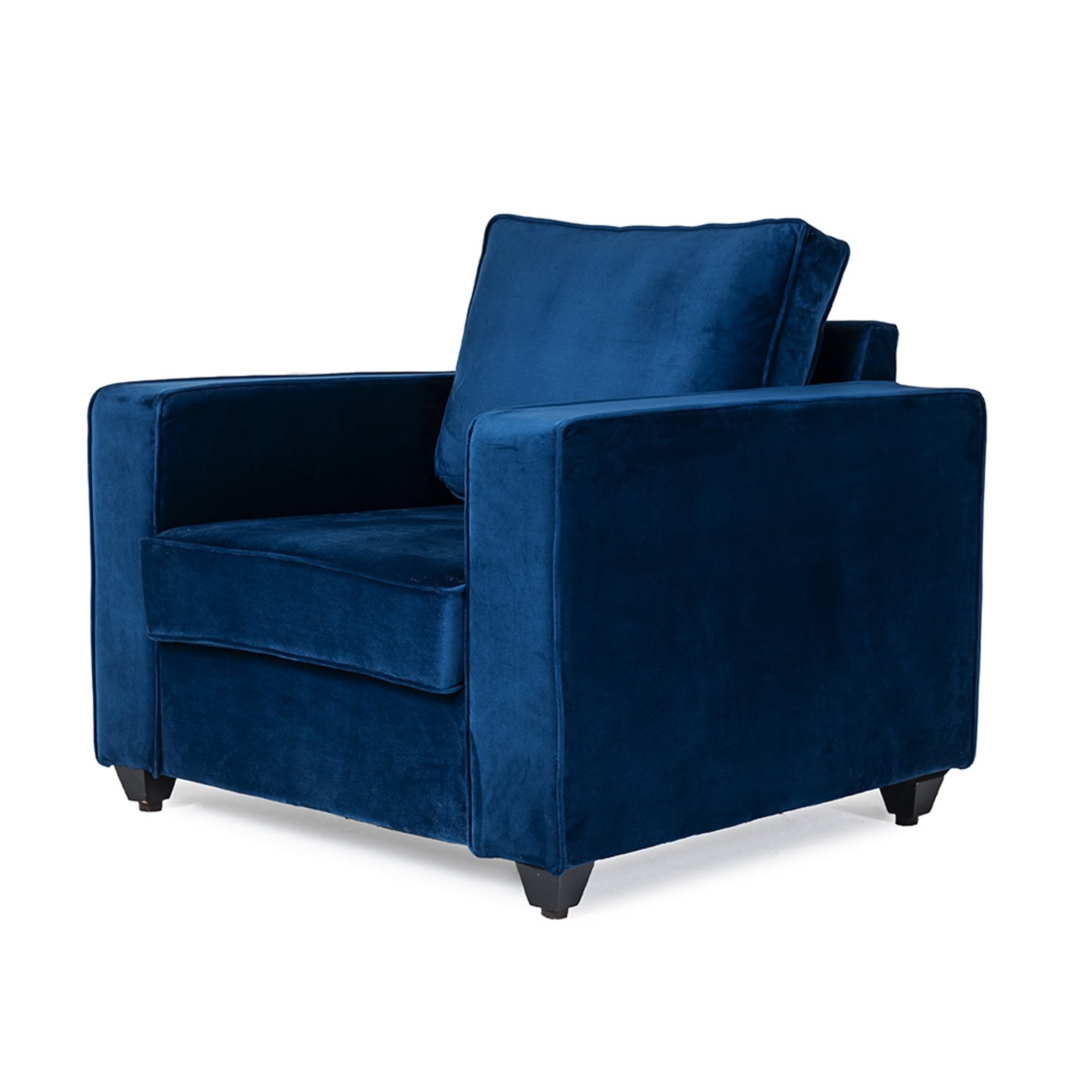 Home 33 Wakefit Napper Sofa - Single Seater - Velvet Blue Regular, Without Storage, 1, Blue