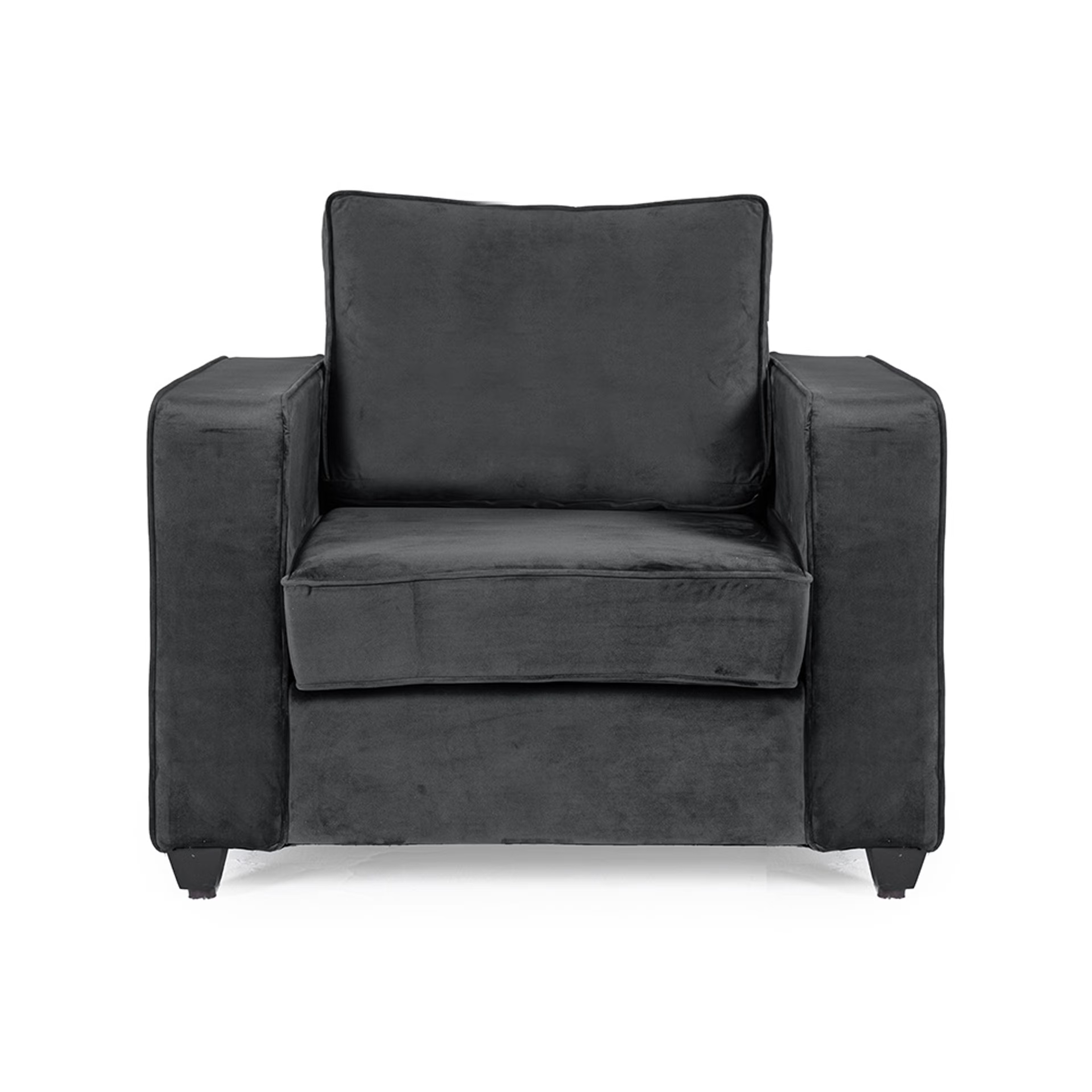 Wakefit Napper Sofa - Single Seater - Velvet Space Grey Regular, Without Storage, 1, Space Grey