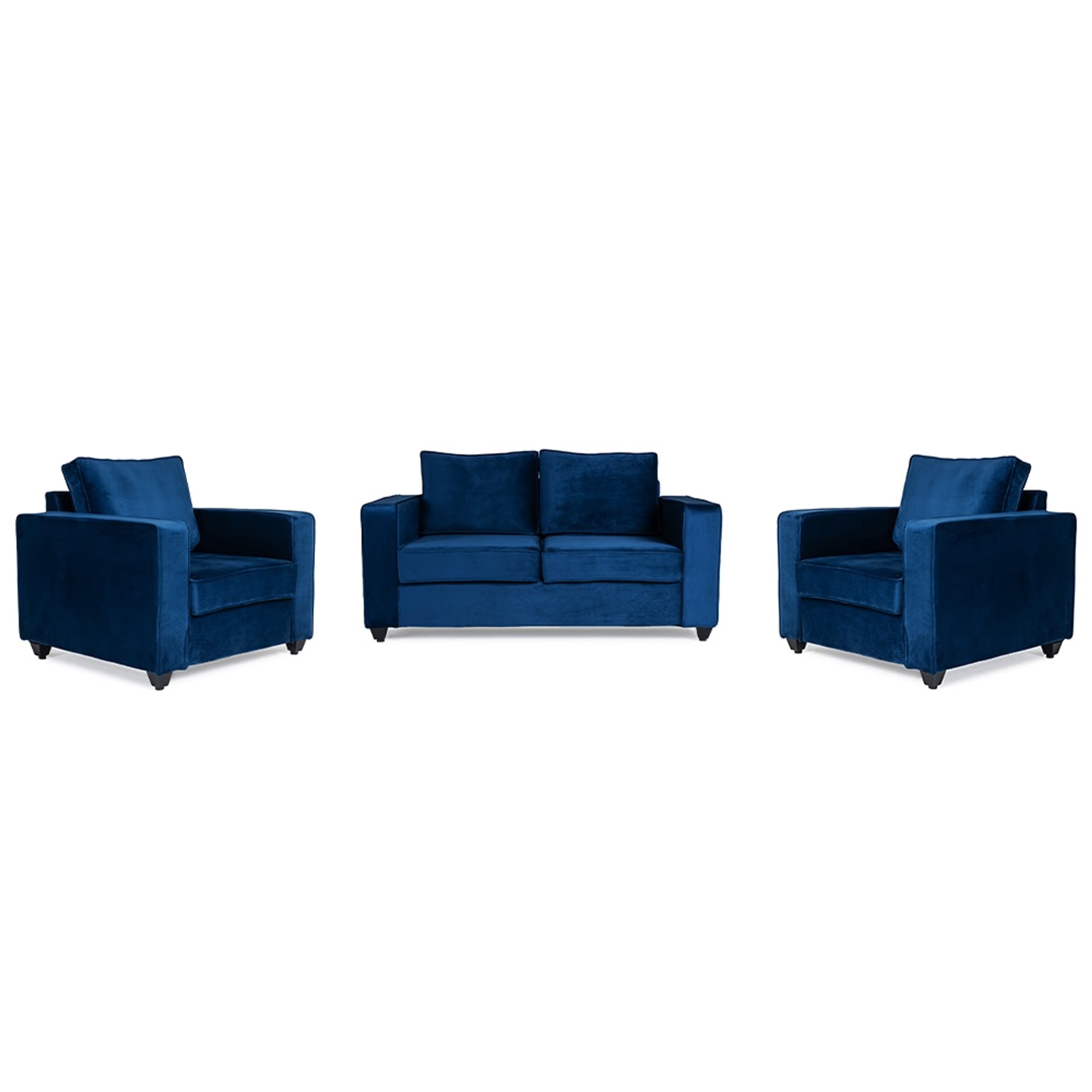 Home 25 Wakefit Napper Sofa Set - (2+1+1) - Velvet Blue Regular, Without Storage, 2+1+1, Blue