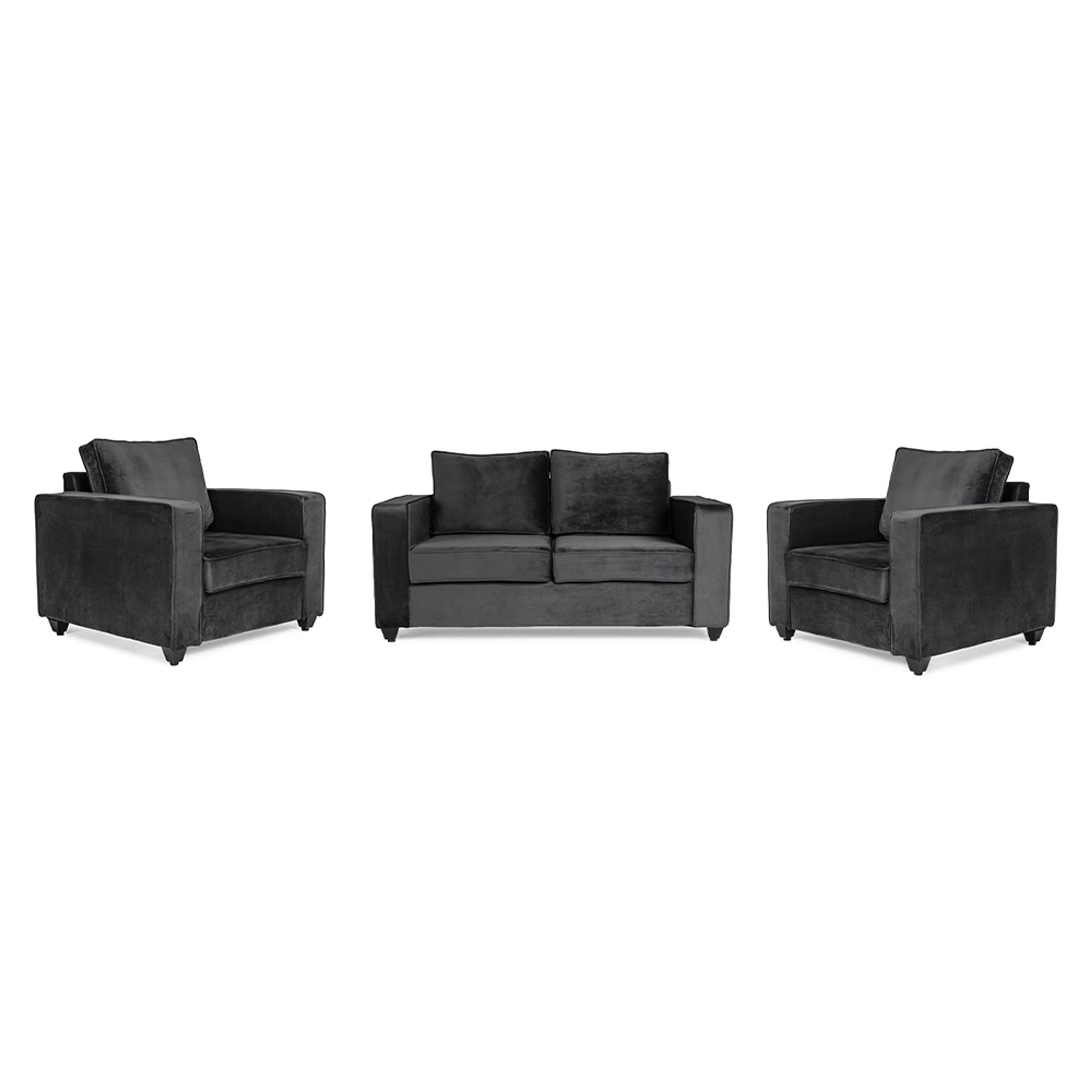 Wakefit Napper Sofa Set - (2+1+1) - Velvet Space Grey Regular, Without Storage, 2+1+1, Space Grey