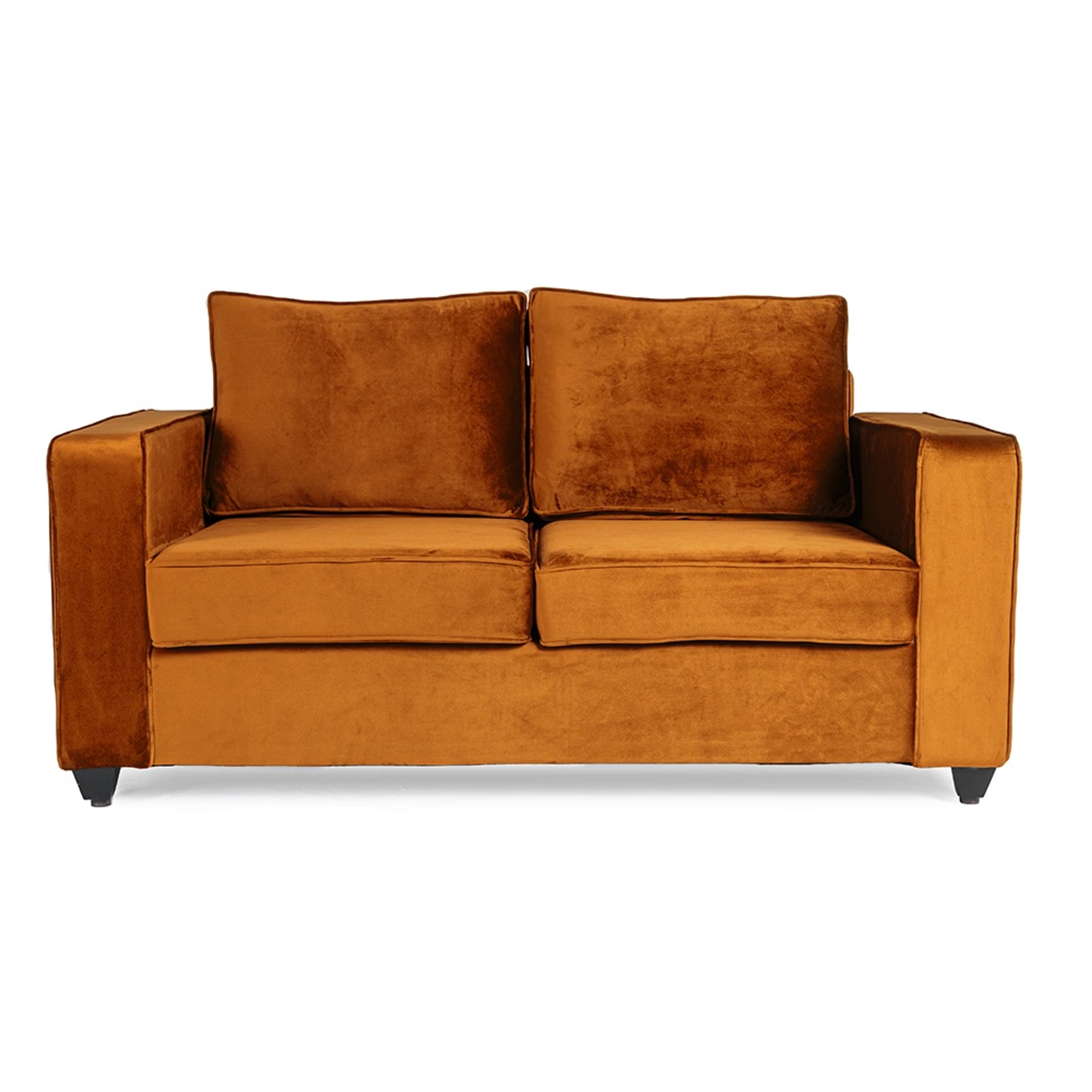 Wakefit Napper Sofa - Two Seater - Velvet Amber Regular, Without Storage, 2, Amber