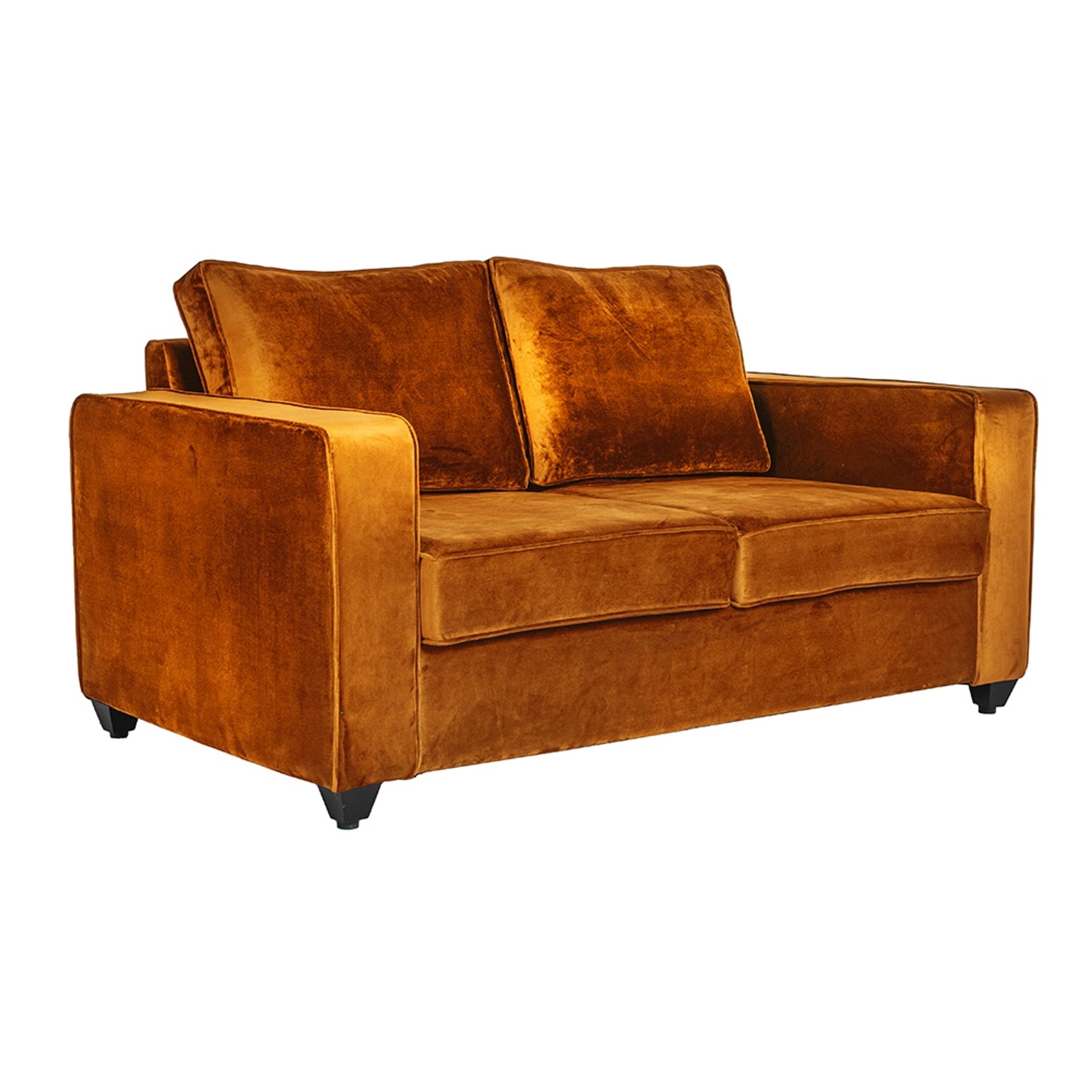 Wakefit Napper Sofa - Two Seater - Velvet Amber Regular, Without Storage, 2, Amber