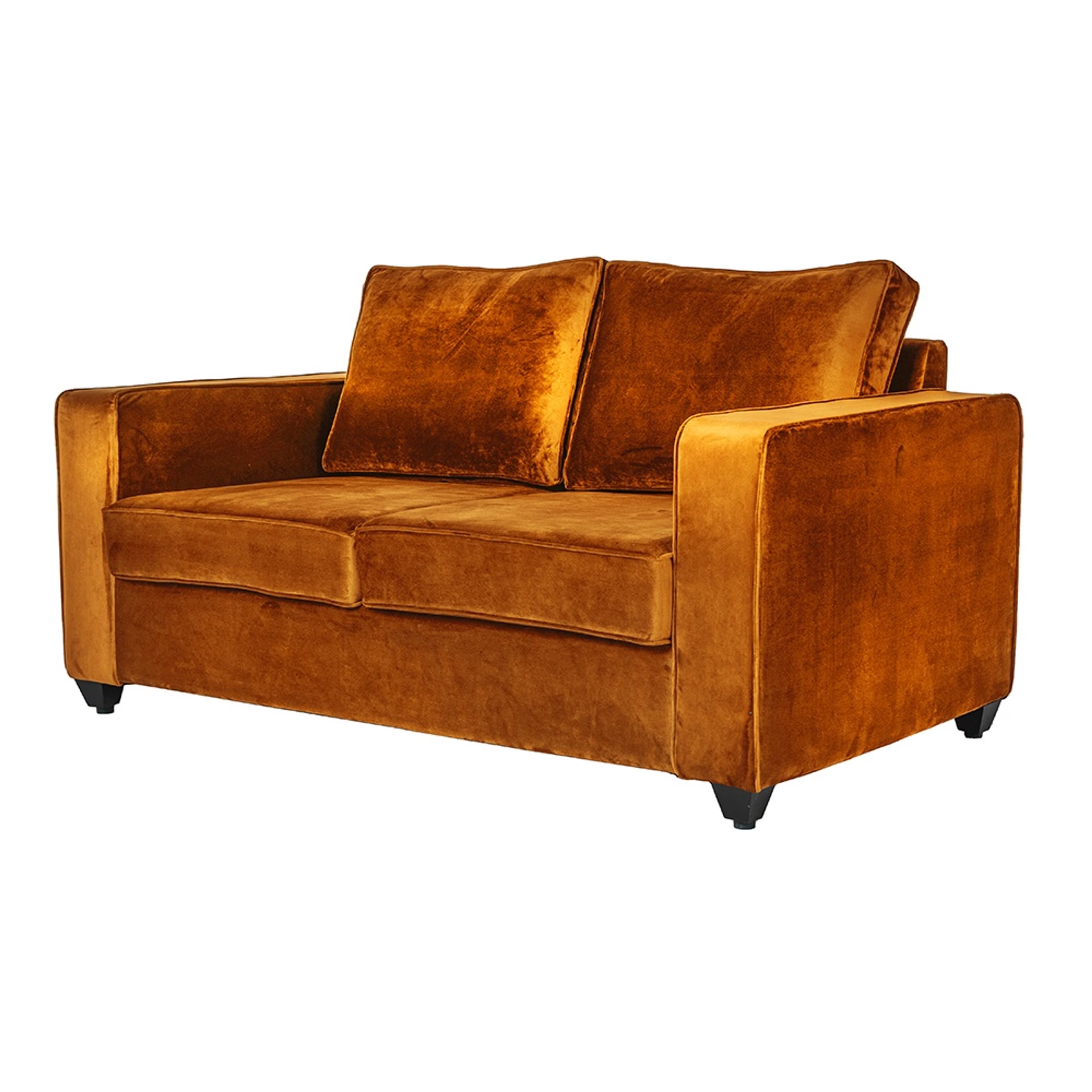 Wakefit Napper Sofa - Two Seater - Velvet Amber Regular, Without Storage, 2, Amber