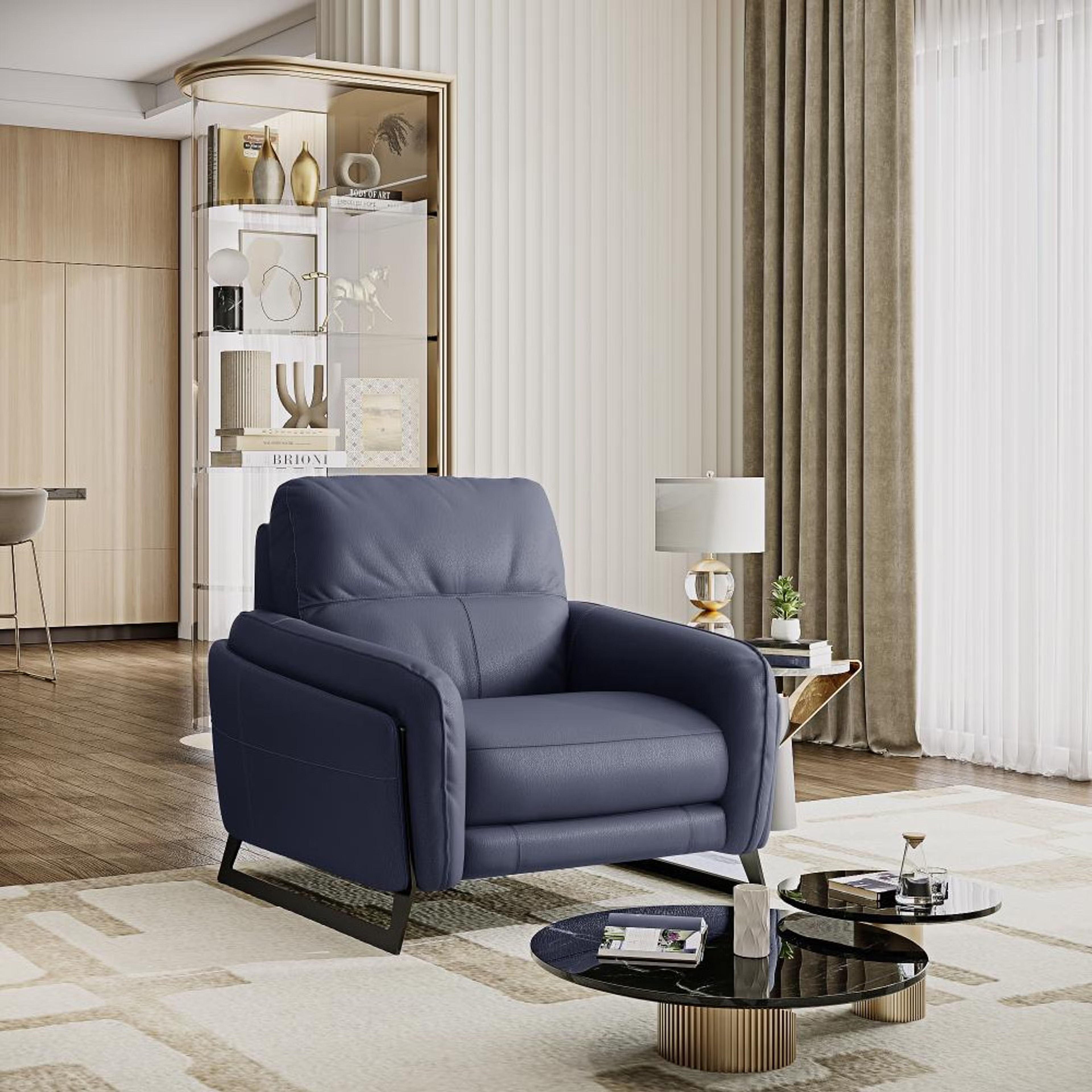 Home 42 Wakefit Todi Sofa Without Motion - One Seater Regular, Without Motion, 1 Seater, Blue
