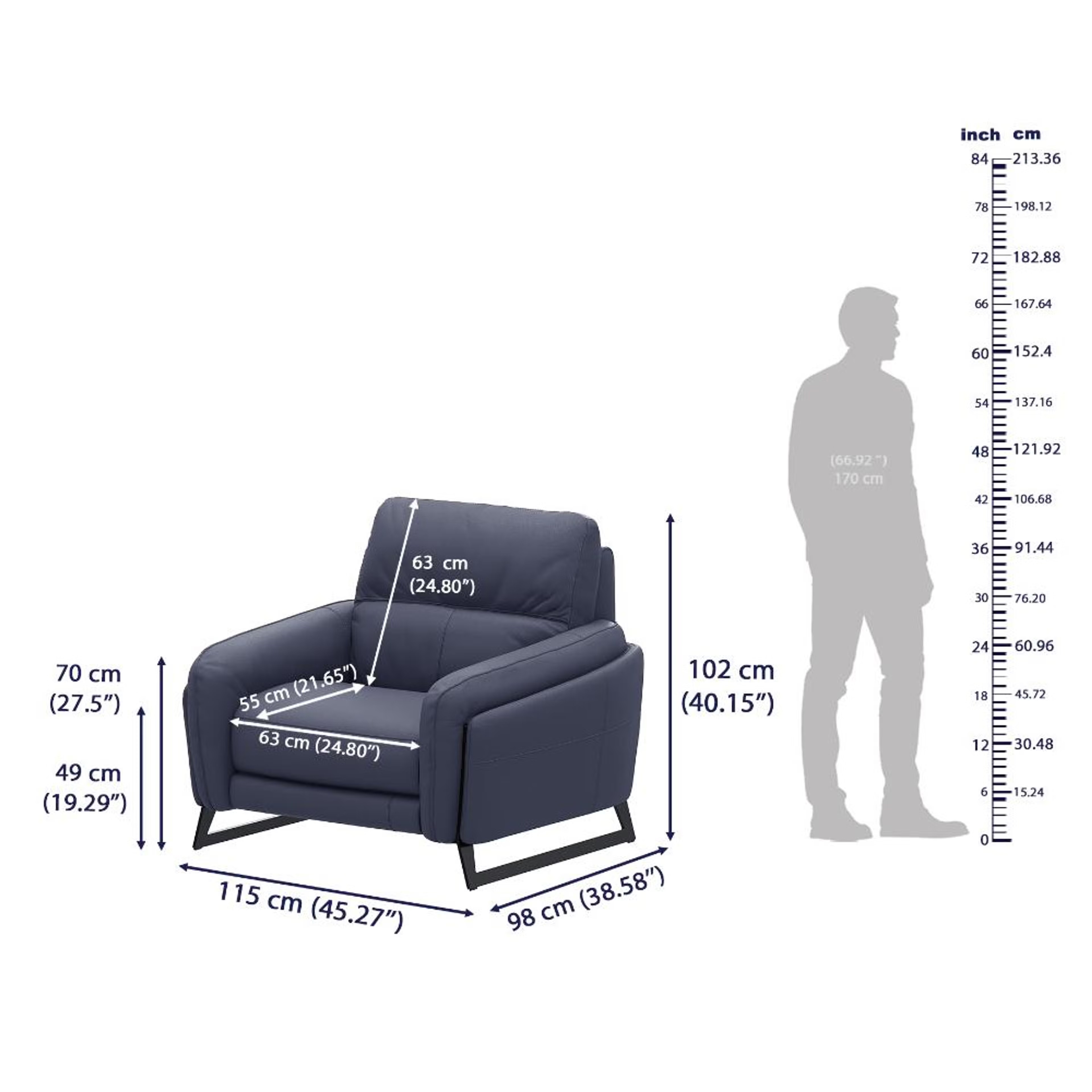 Wakefit Todi Sofa Without Motion - One Seater Regular, Without Motion, 1 Seater, Blue 7 Wakefit Todi Sofa Without Motion - One Seater Regular, Without Motion, 1 Seater, Blue