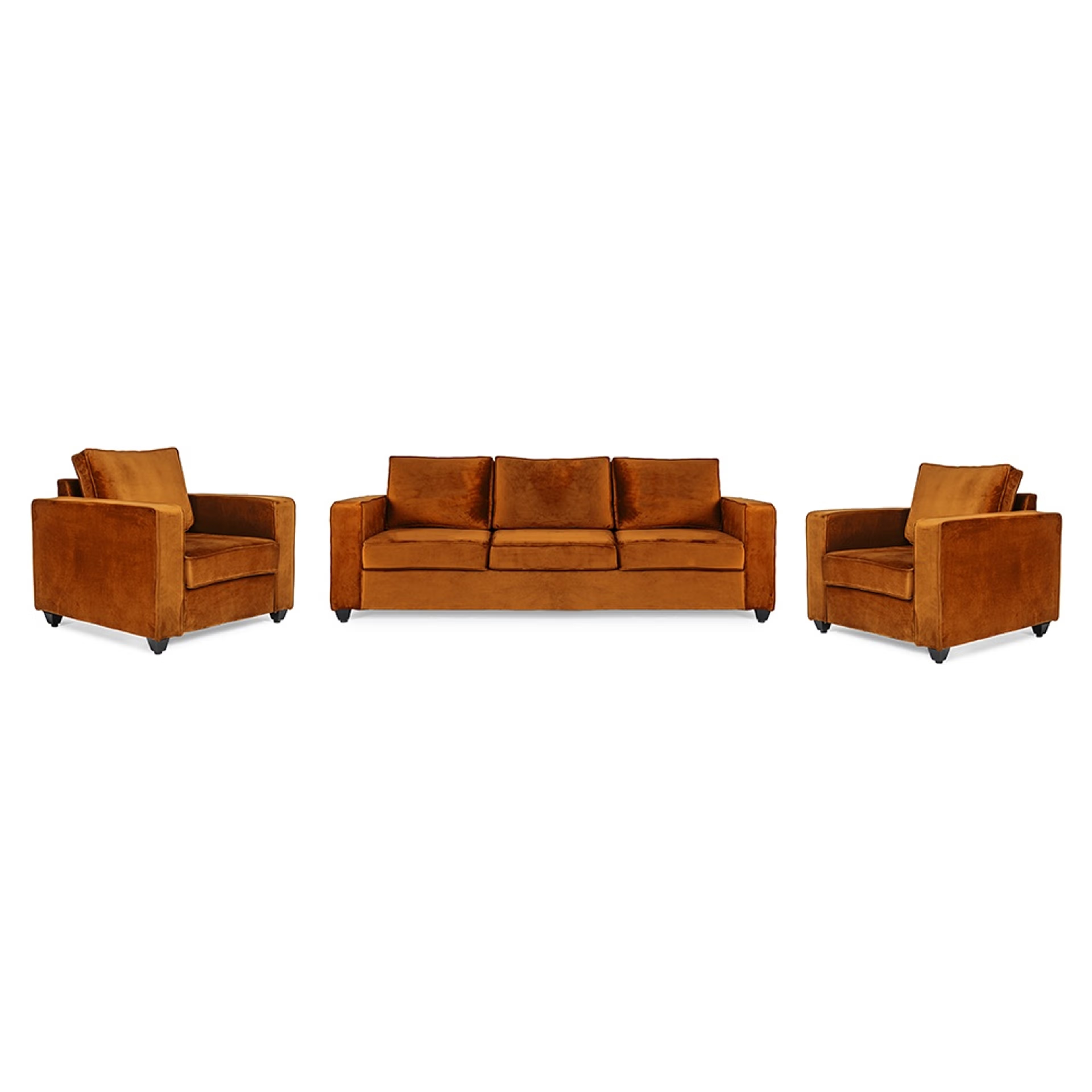 Home 42 Wakefit Napper Sofa Set - (3+1+1) - Velvet Amber Regular, Without Storage, 3+1+1, Amber