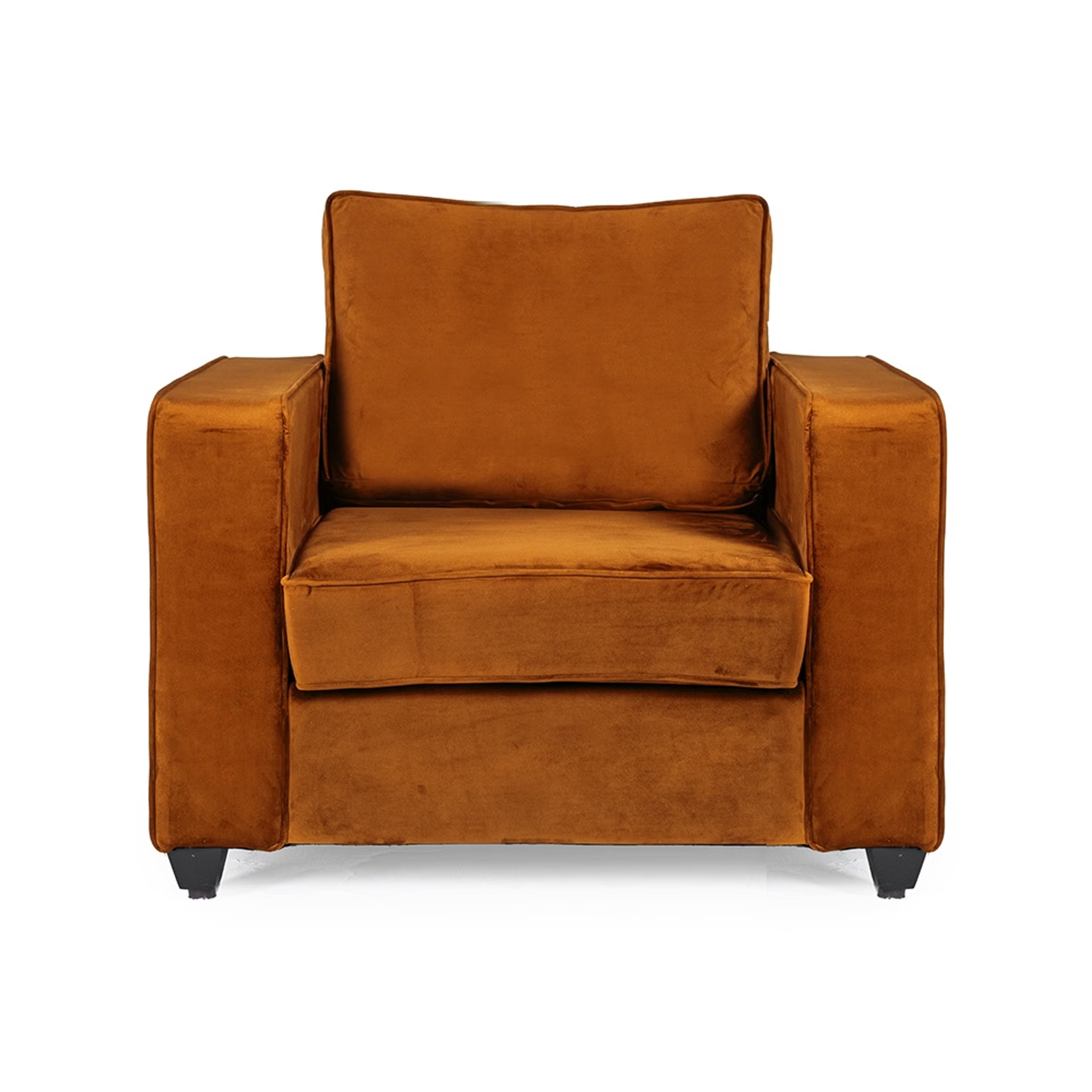 Home 44 Wakefit Napper Sofa Set - (3+1+1) - Velvet Amber Regular, Without Storage, 3+1+1, Amber