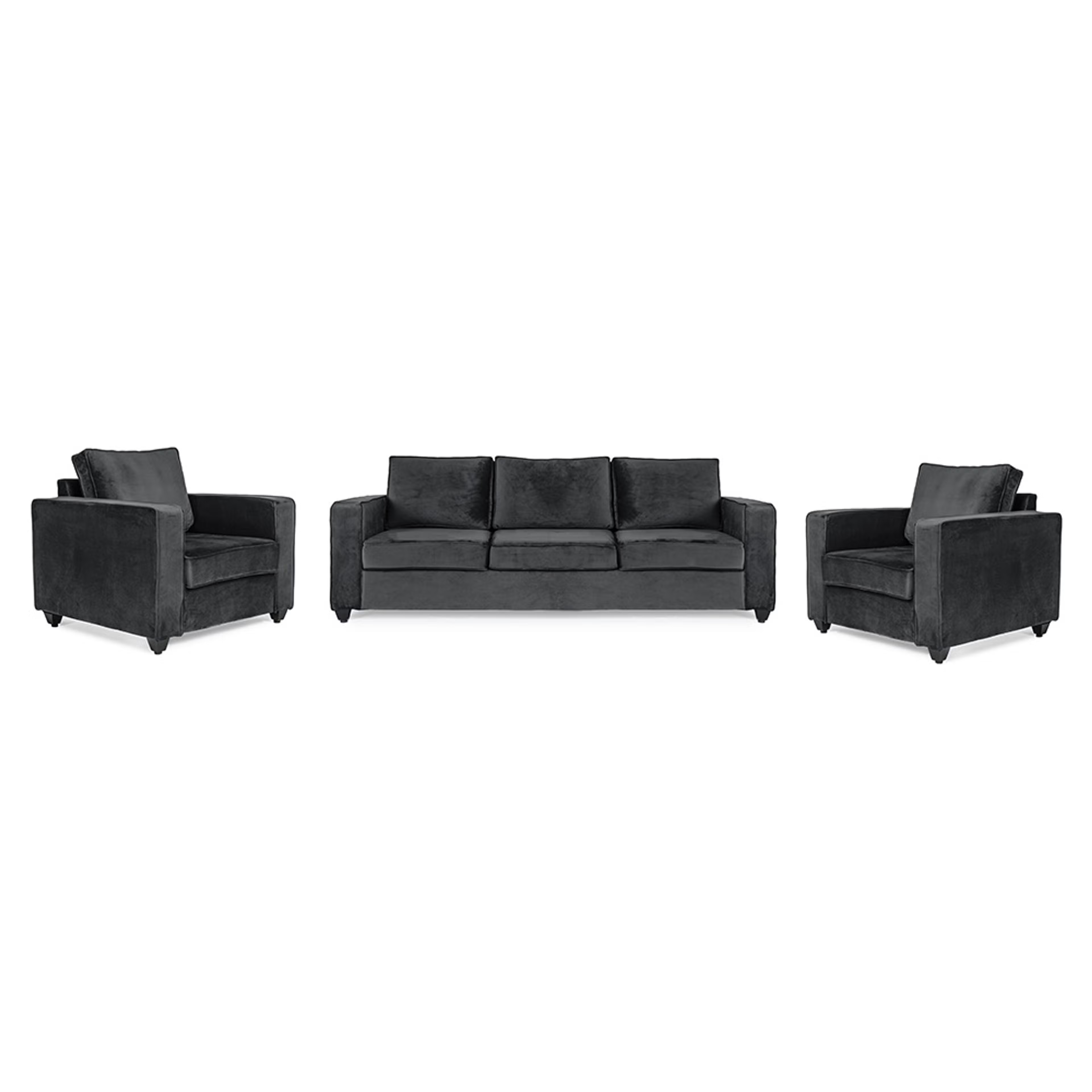 Wakefit Napper Sofa Set - (3+1+1) - Velvet Space Grey Regular, Without Storage, 3+1+1, Space Grey