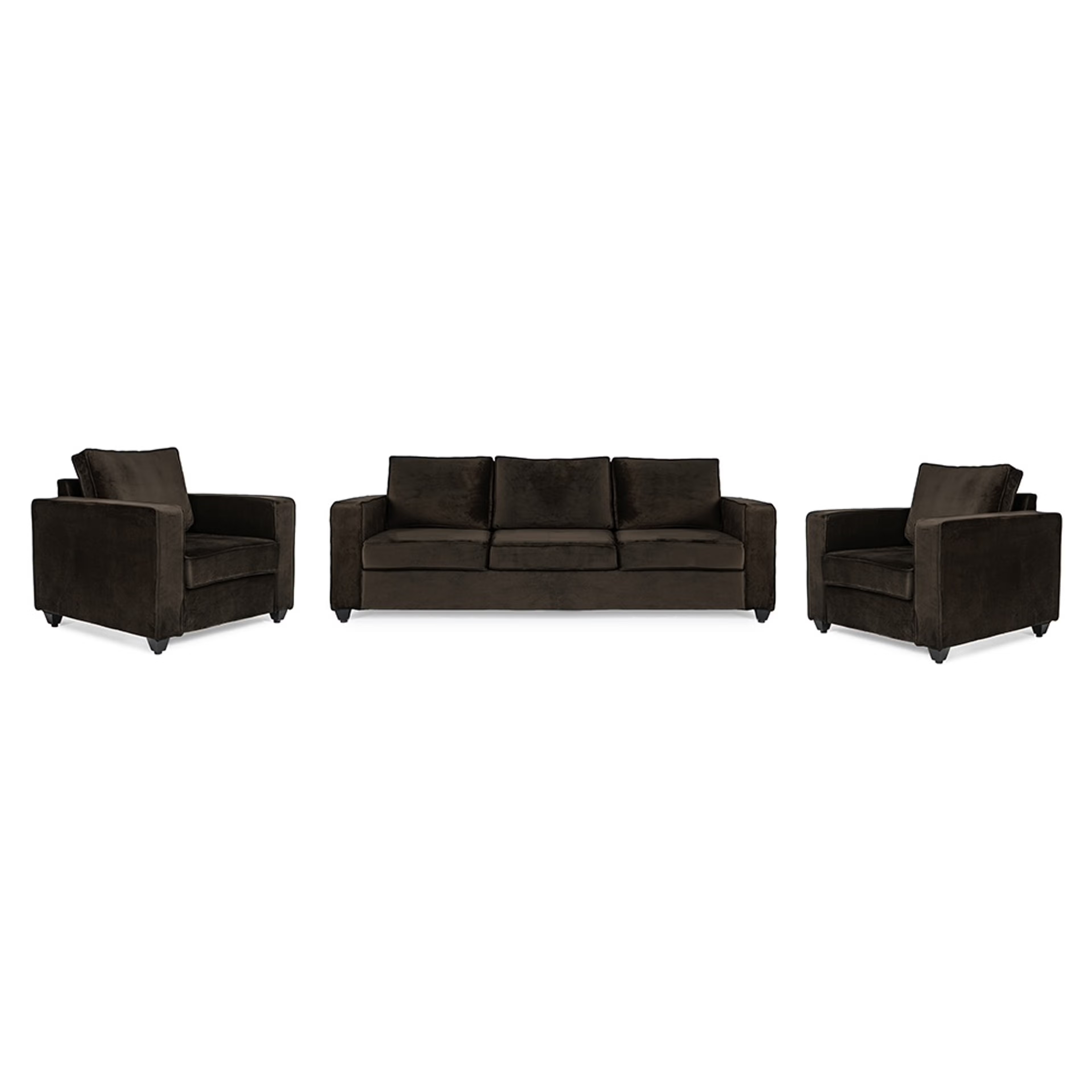 Wakefit Napper Sofa Set - (3+1+1) - Velvet Stone Regular, Without Storage, 3+1+1, Stone