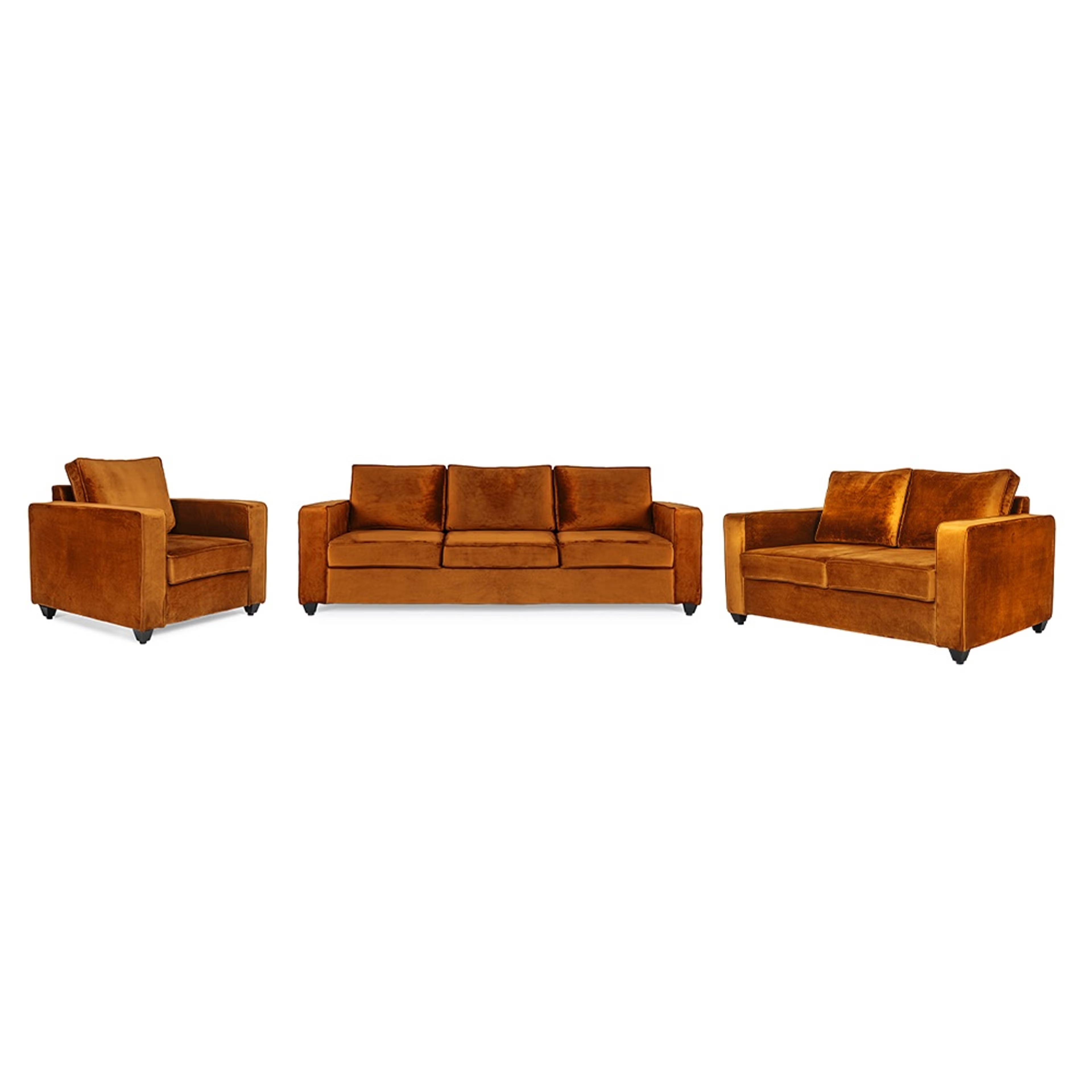 Wakefit Napper Sofa Set - (3+2+1) - Velvet Amber Regular, Without Storage, 3+2+1, Amber