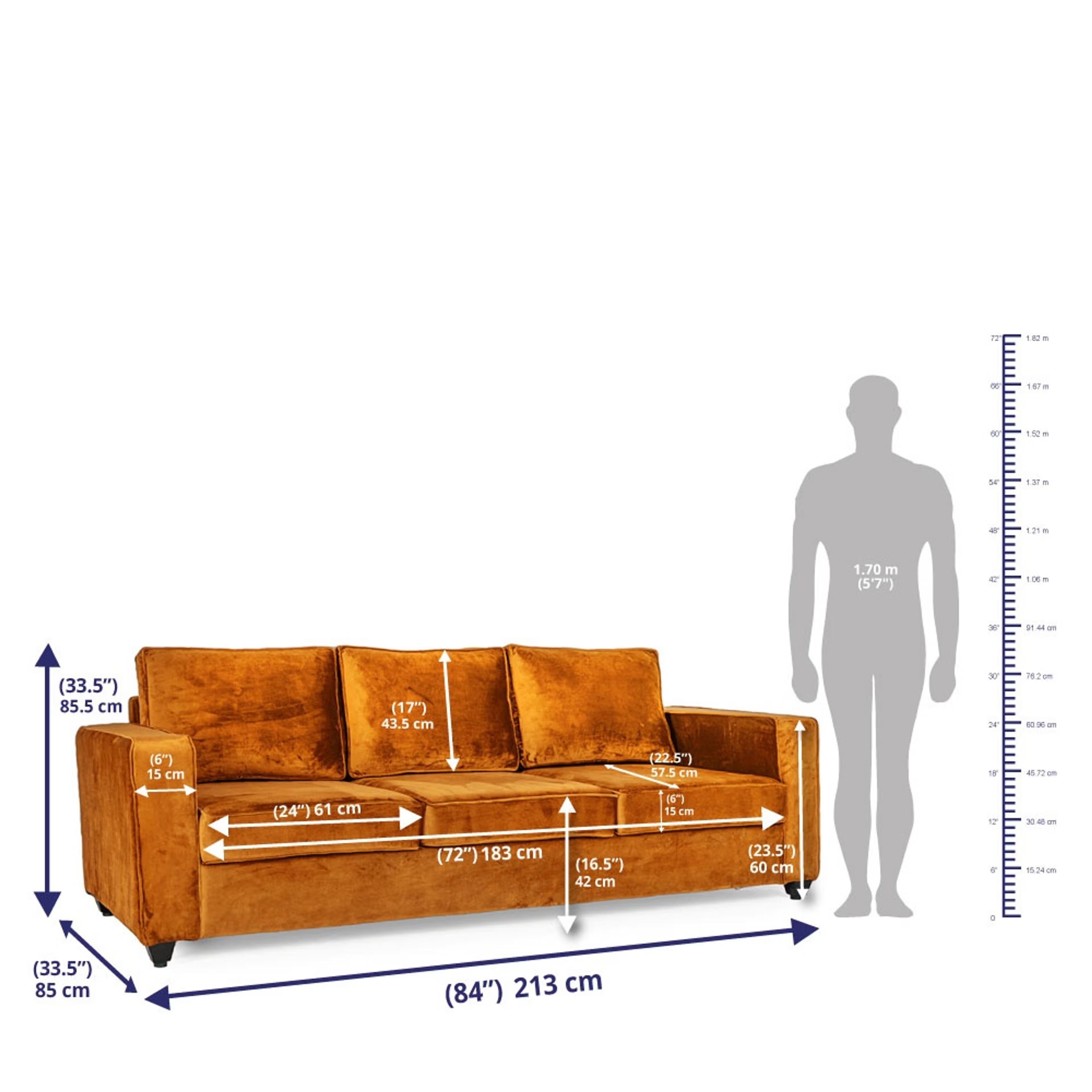 Wakefit Napper Sofa Set - (3+2+1) - Velvet Amber Regular, Without Storage, 3+2+1, Amber 5 Wakefit Napper Sofa Set - (3+2+1) - Velvet Amber Regular, Without Storage, 3+2+1, Amber