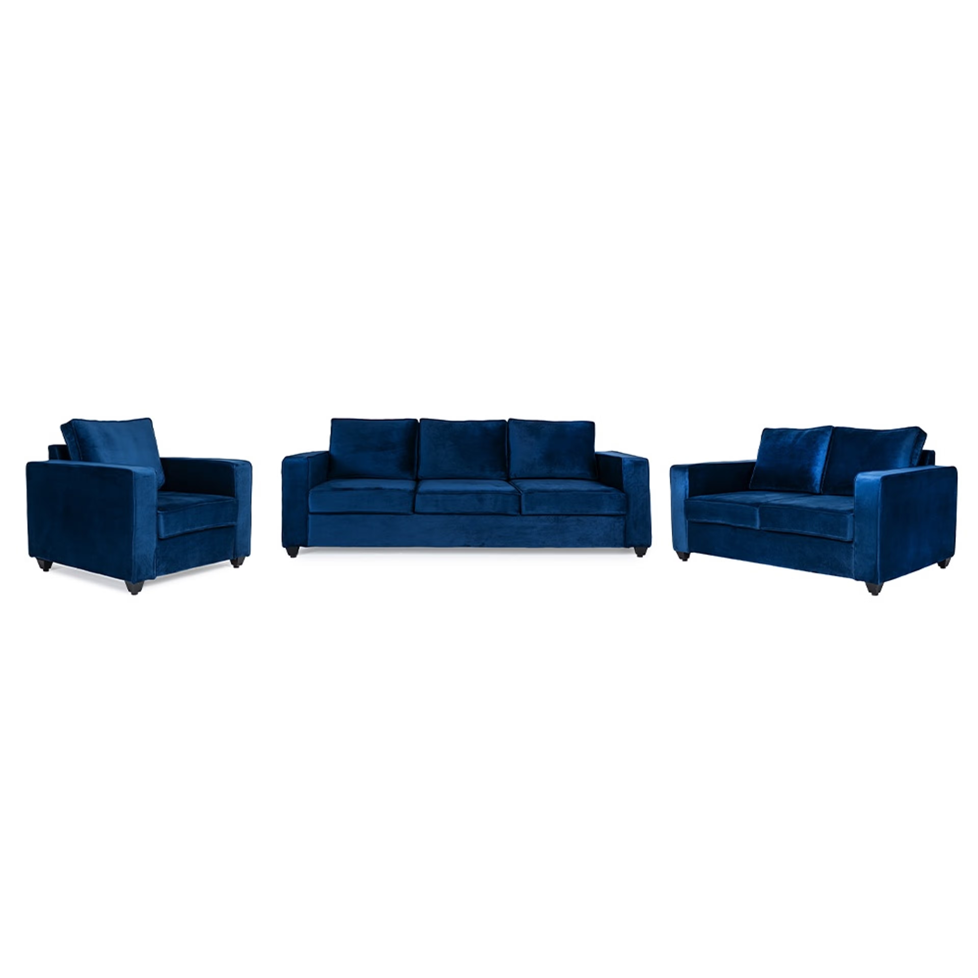 Home 43 Wakefit Napper Sofa Set - (3+2+1) - Velvet Blue Regular, Without Storage, 3+2+1, Blue
