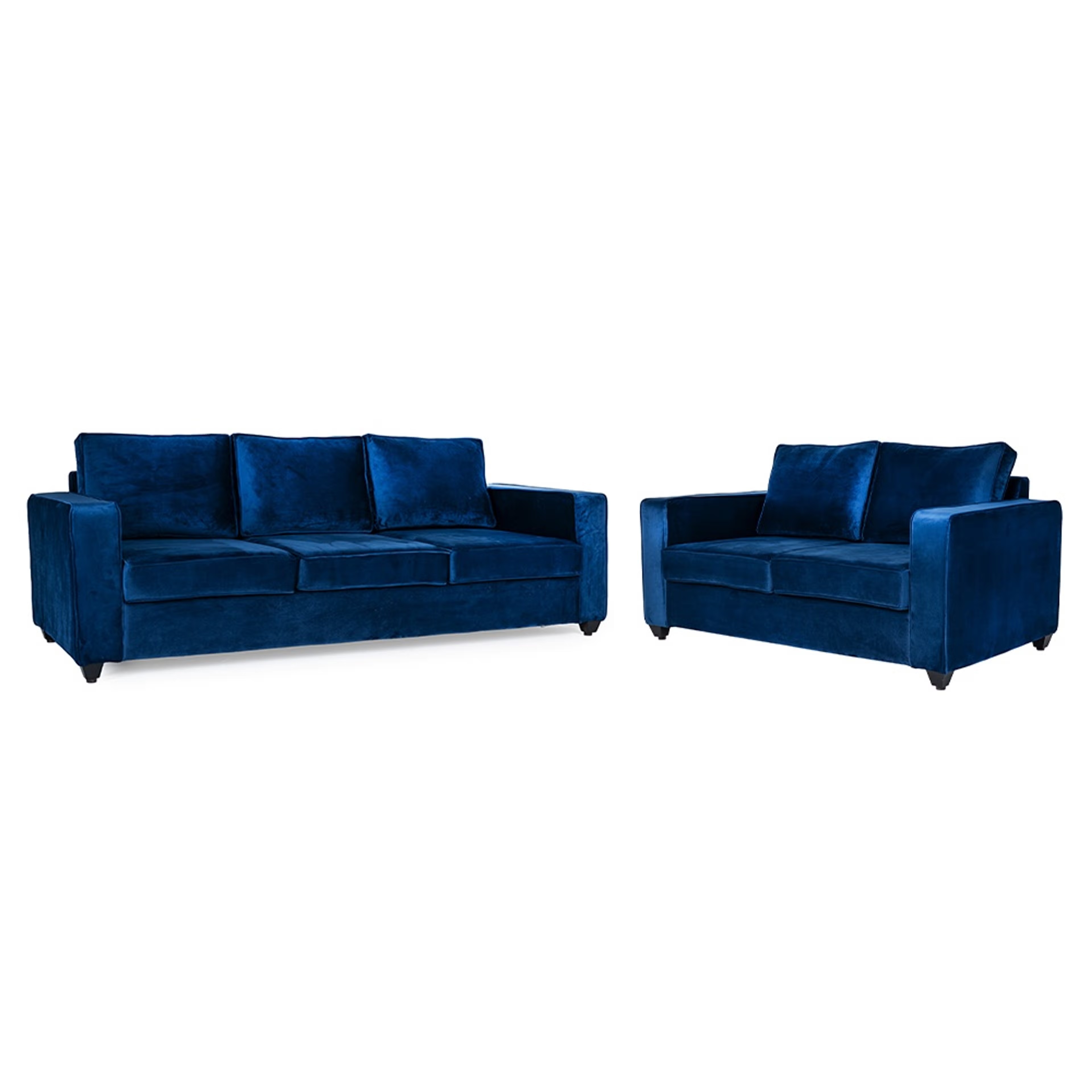 Wakefit Napper Sofa Set - (3+2) - Velvet Blue Regular, Without Storage, 3+2, Blue
