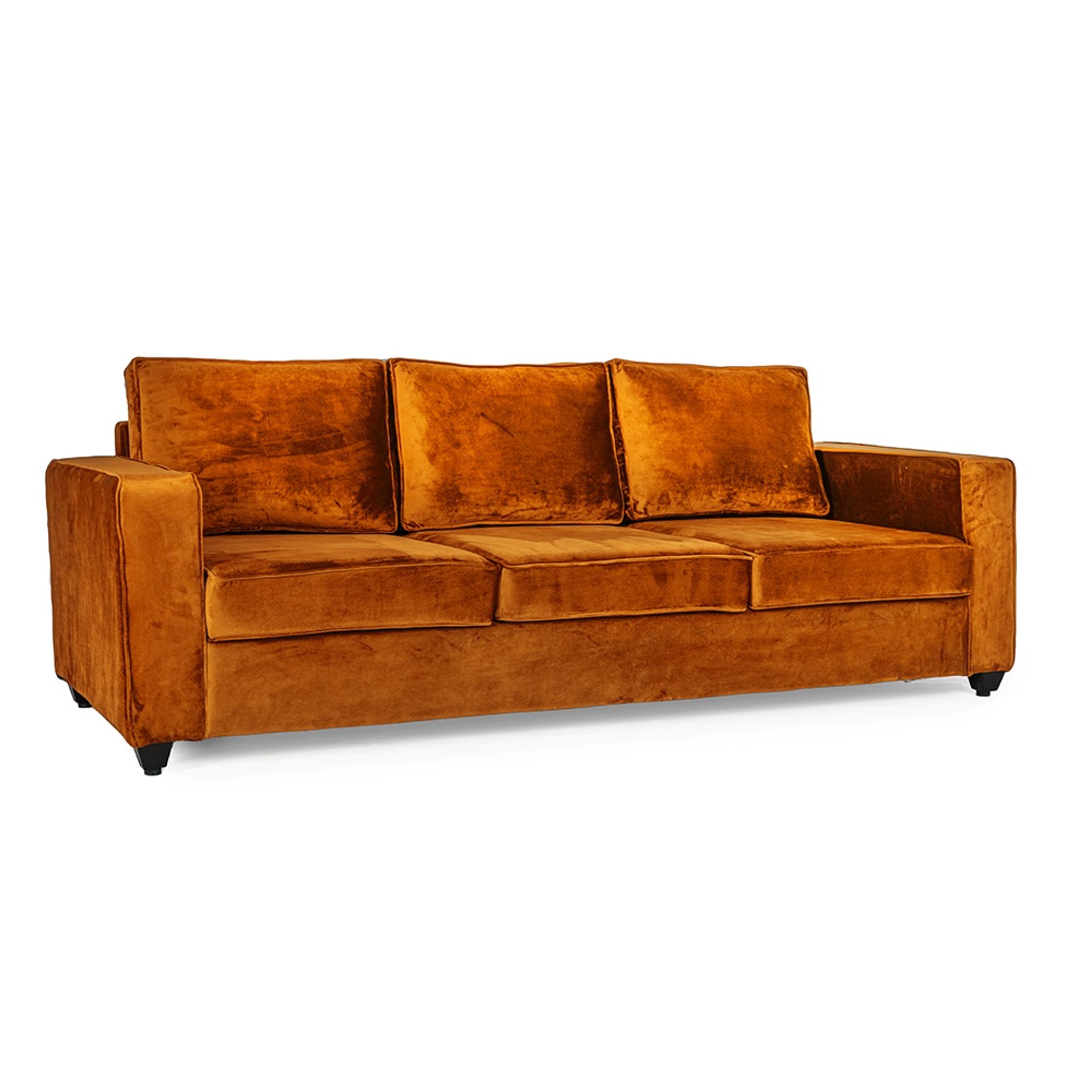 Home 26 Wakefit Napper Sofa - Three Seater - Velvet Amber Regular, Without Storage, 3, Amber